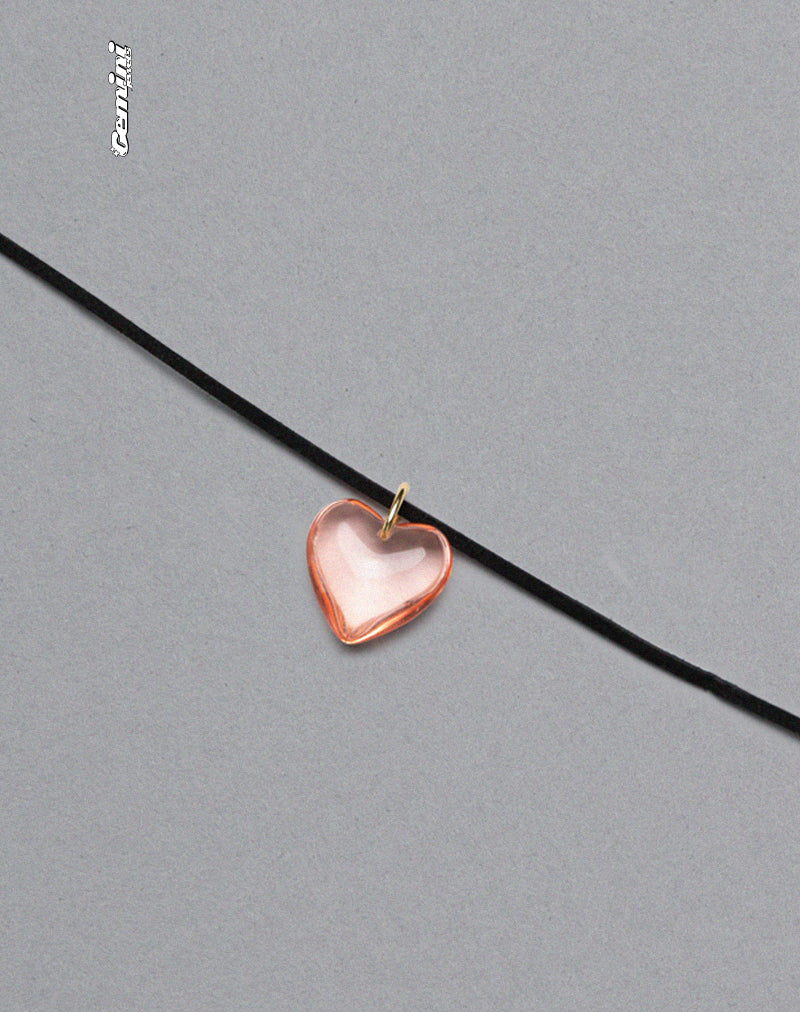 Mimi Pink Glass Heart Necklace-Nico Sky