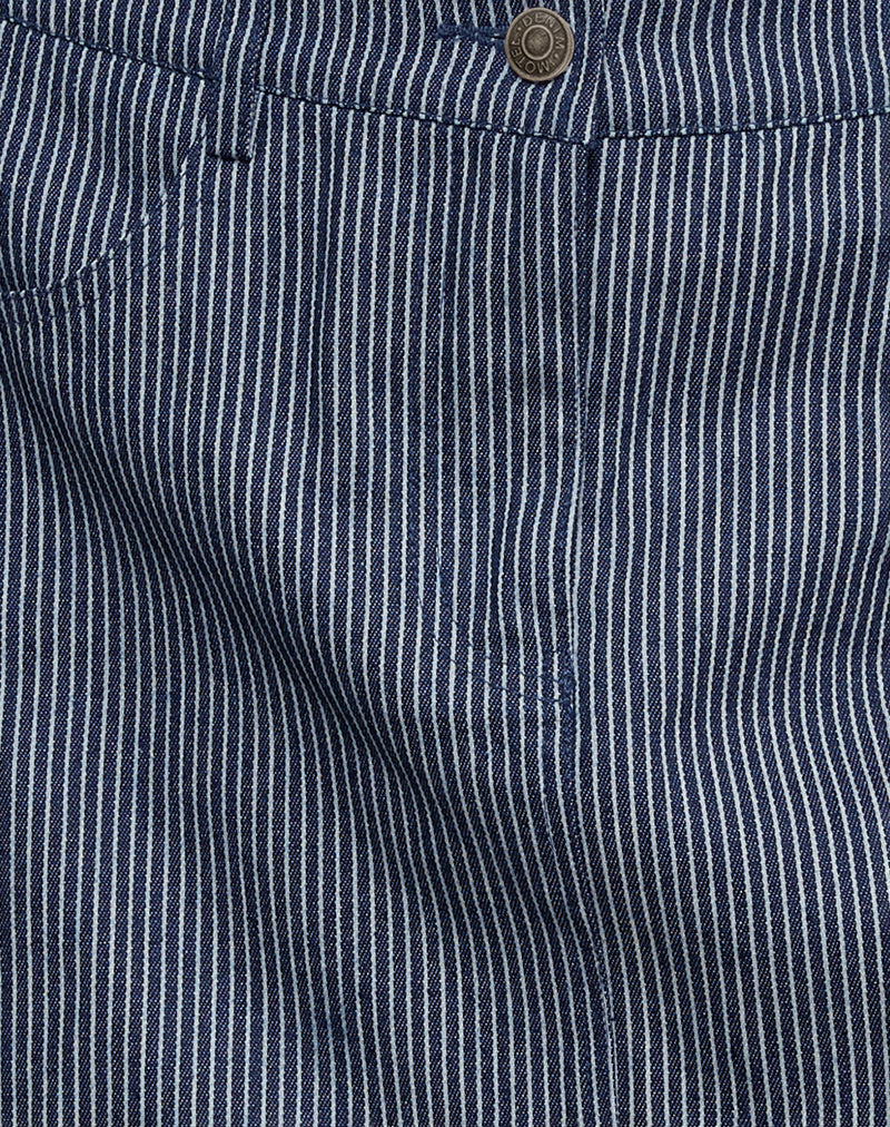 Mini A-Line Skirt in Pinstripe Indigo Wash-Nico Sky