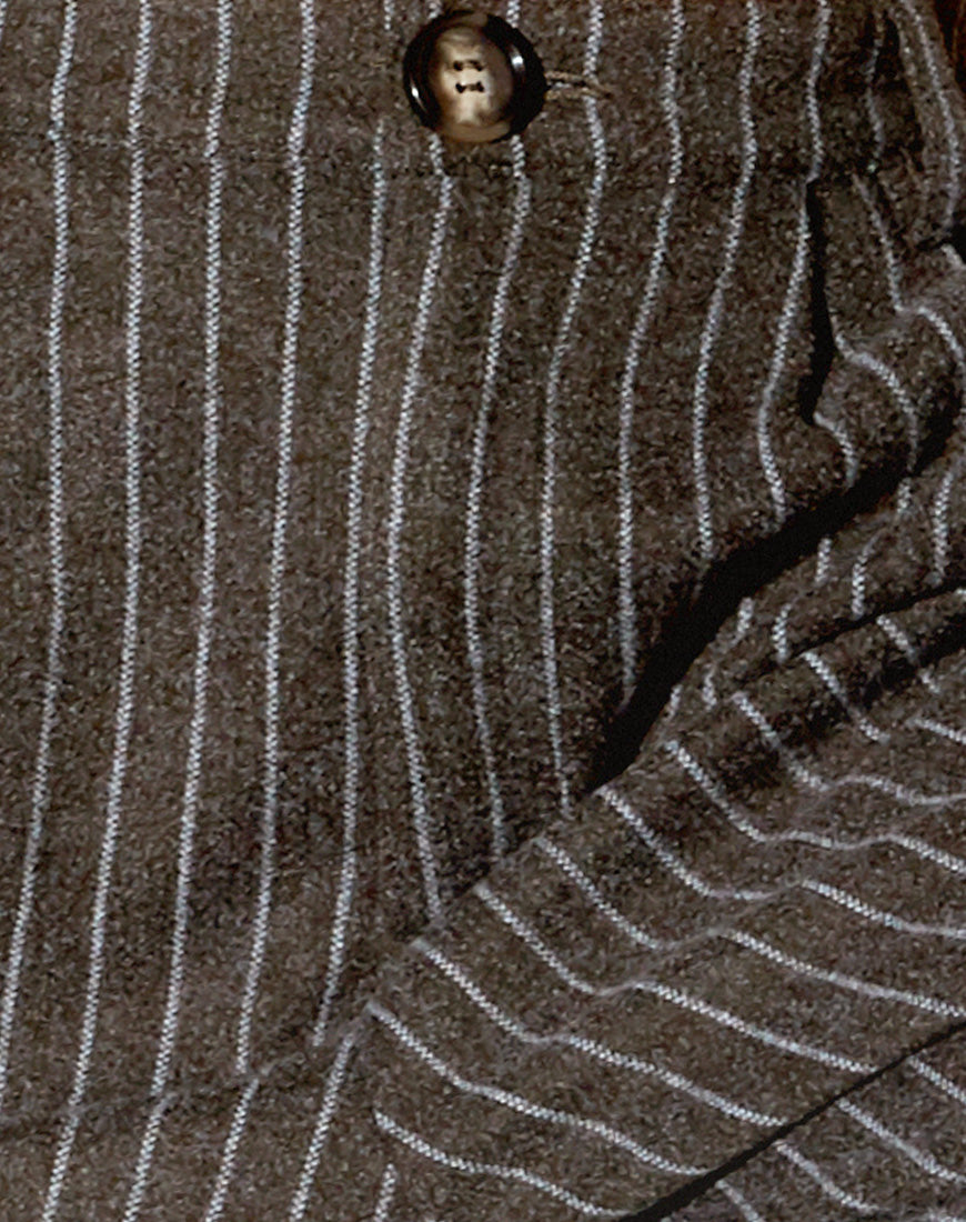 Misha Wide Leg Trouser in Pinstripe Charcoal-Nico Sky