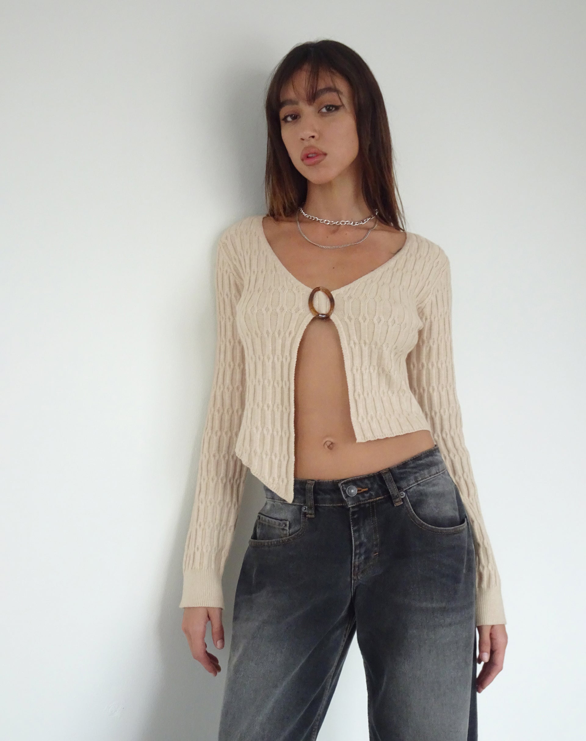 Mohara Long Sleeve Butterfly Top in Neutral Knit-Nico Sky