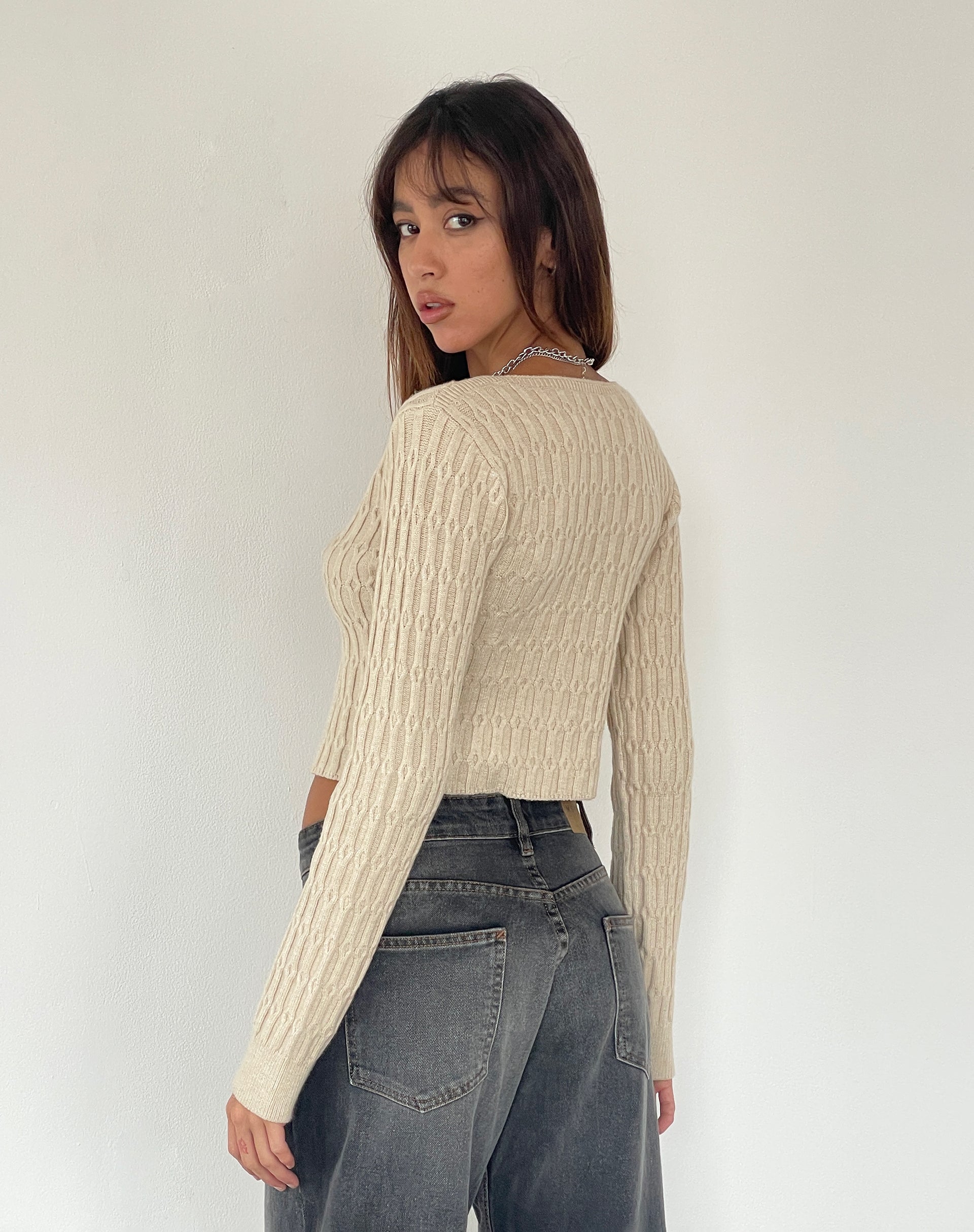 Mohara Long Sleeve Butterfly Top in Neutral Knit-Nico Sky