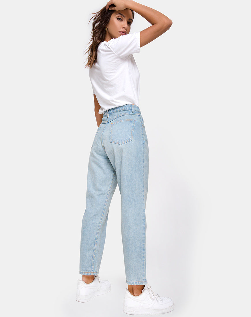 Mom Jeans in Blue Wash-Nico Sky