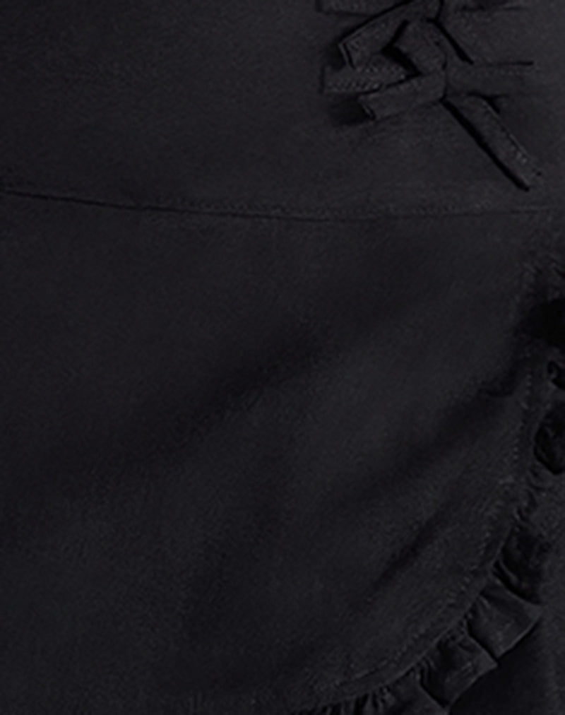 Monana Wrap Micro Skirt in Plain Black-Nico Sky