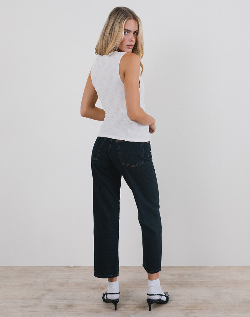 Monelo Vest Top in Textured Mesh White-Nico Sky