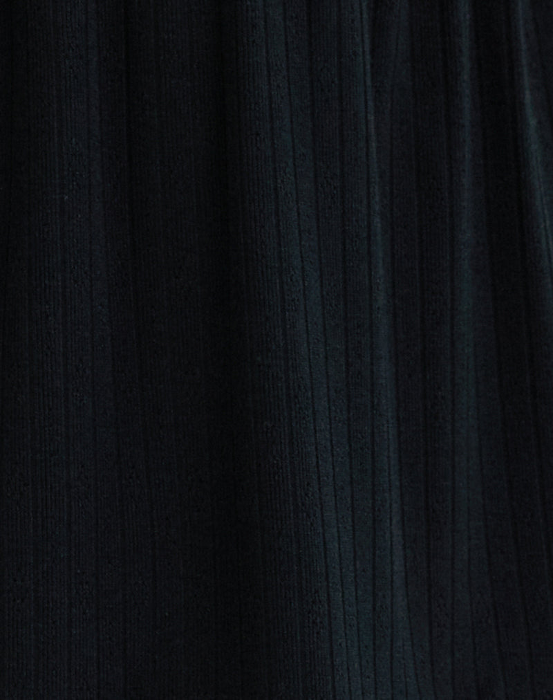 Monia Plunge Top in Pointelle Black-Nico Sky