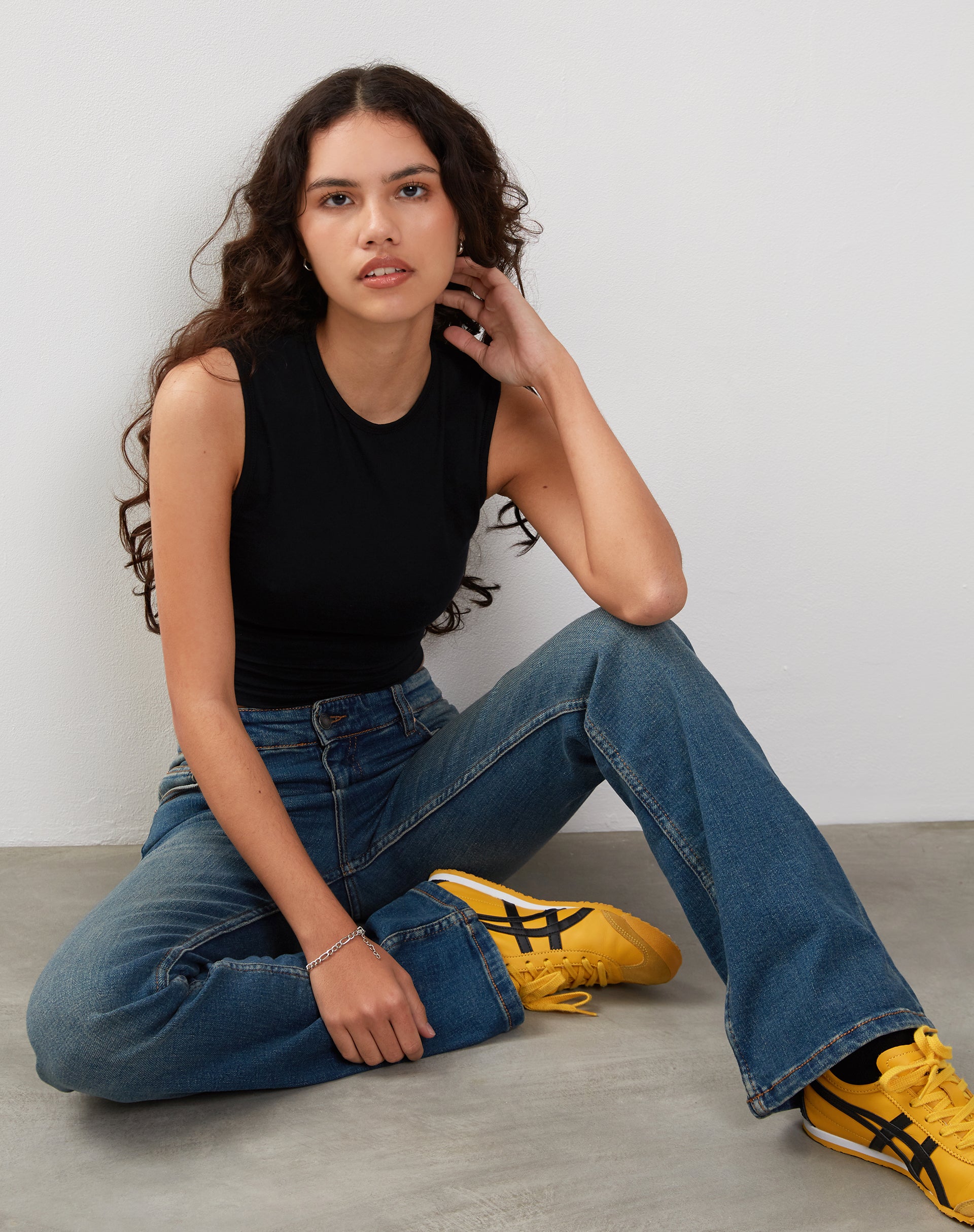 Monlo Vest Top in Lycra Black-Nico Sky