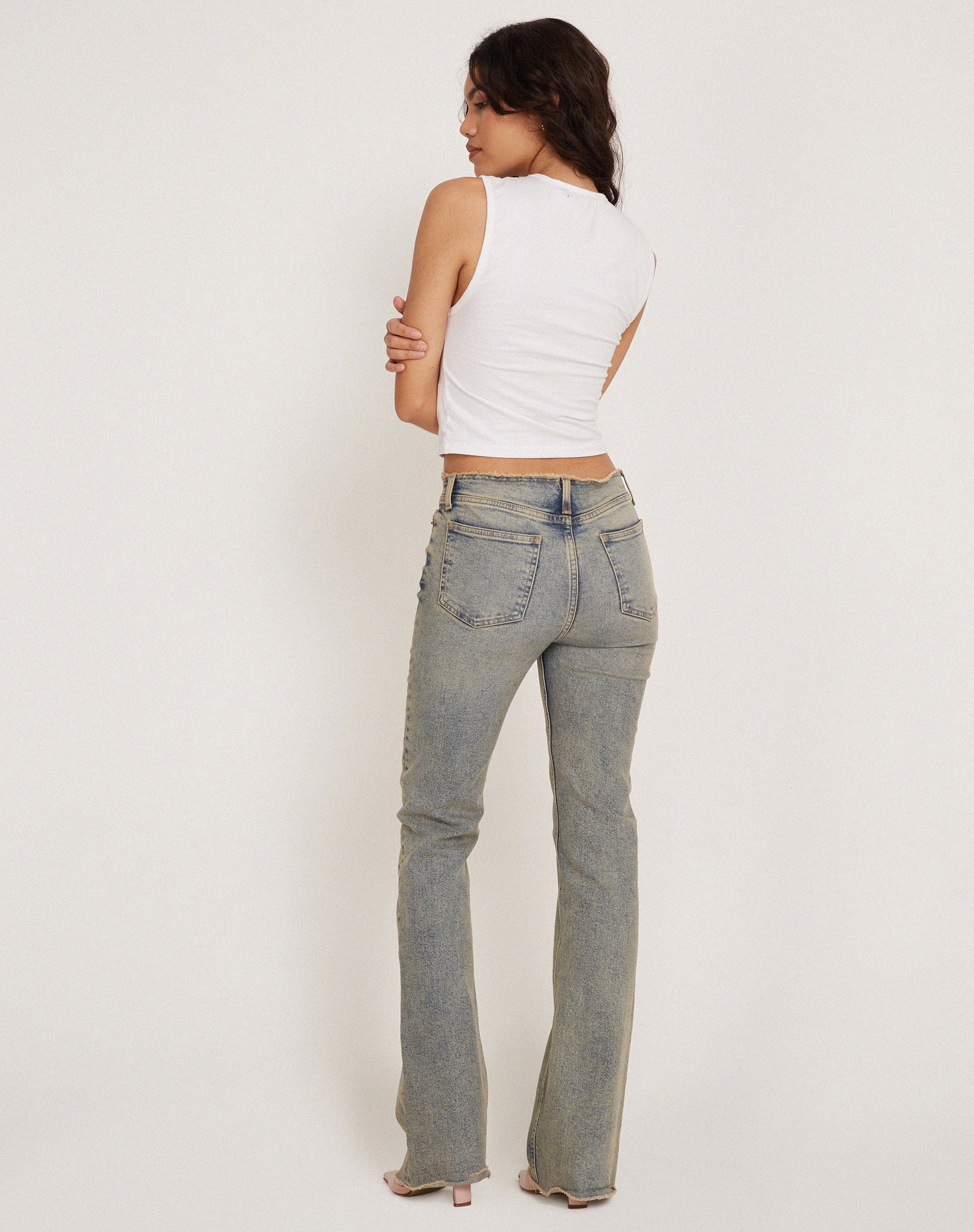 Monlo Vest Top in White Pink Corset Print-Nico Sky