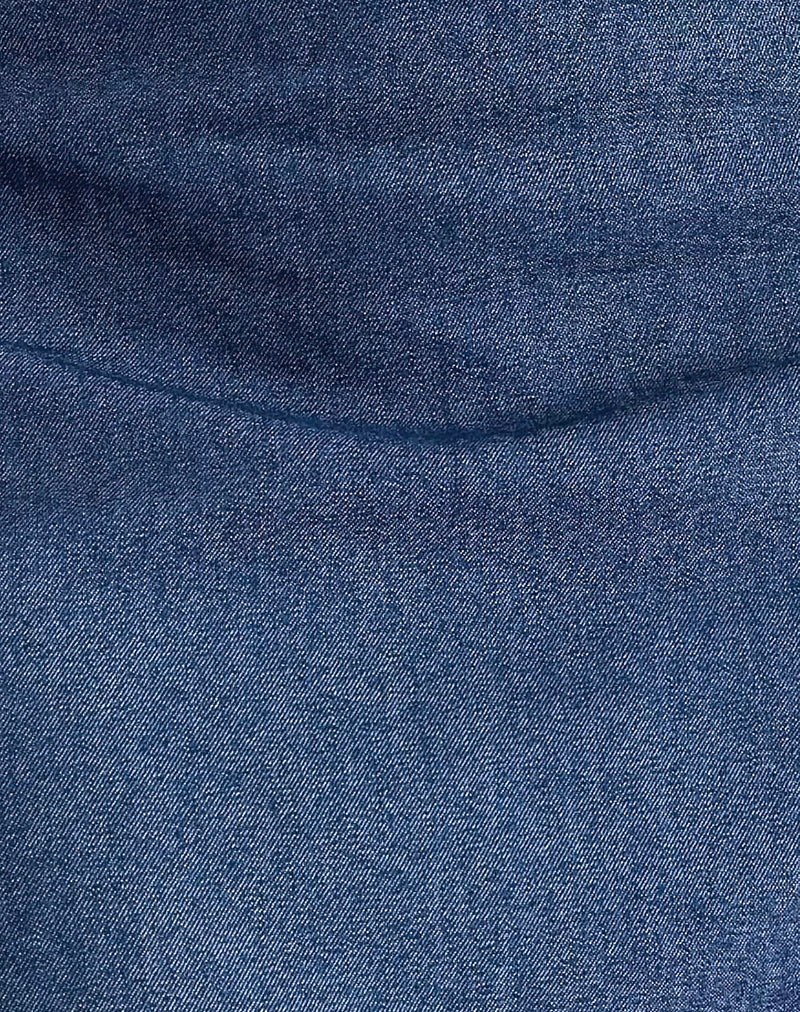 Olsa Denim Mini Skirt in Chambray Indigo-Nico Sky