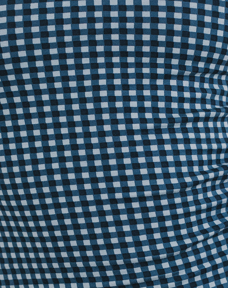 Monsela Top in Mini Gingham Dark Blue-Nico Sky