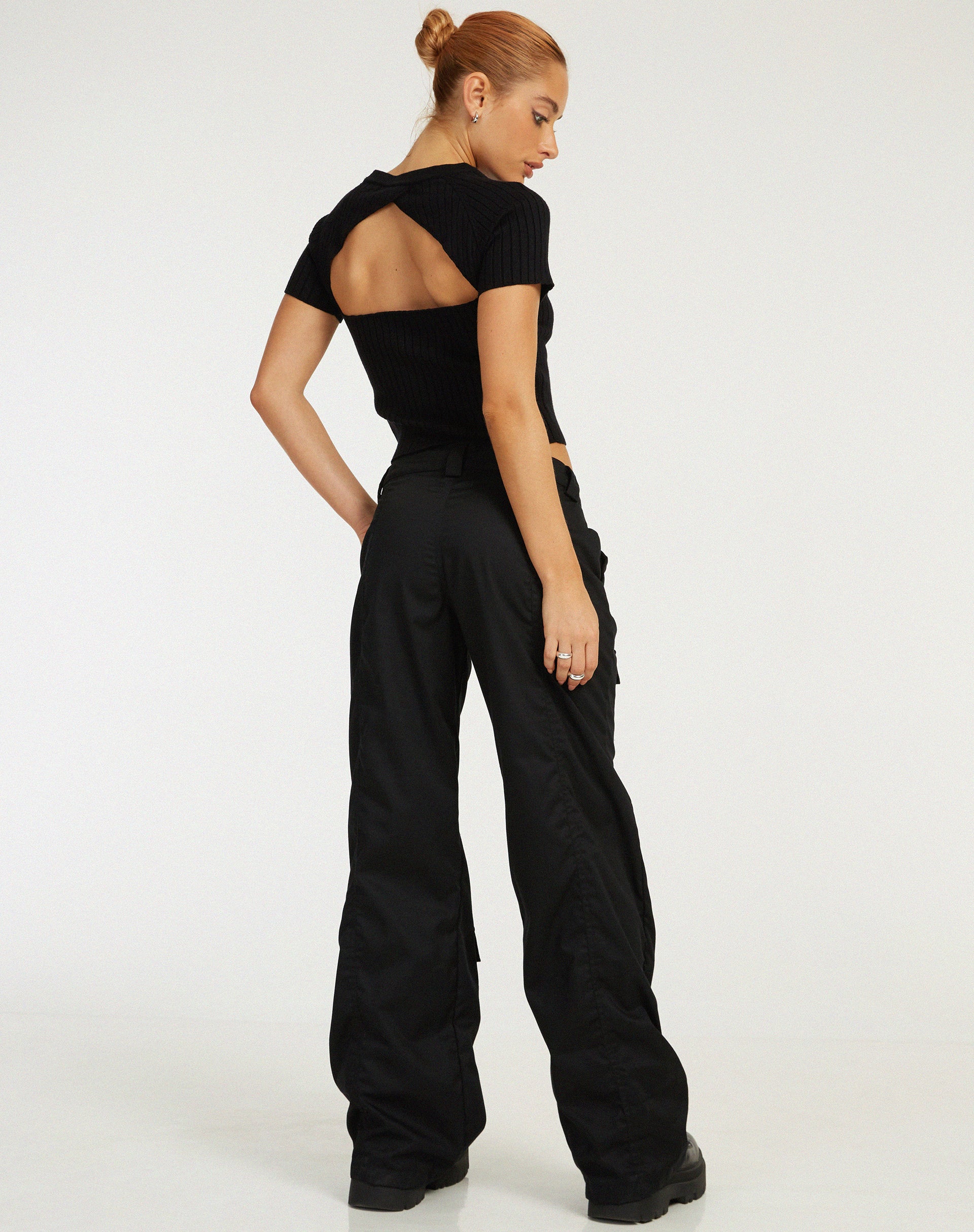 Morsche Cut Out Crop Top in Black-Nico Sky