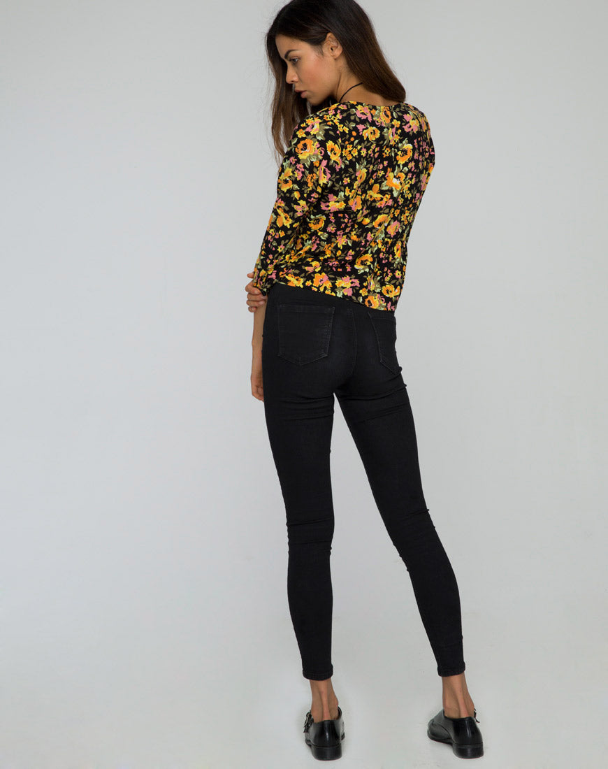 Mosca Plunge Top in Agatha Flower-Nico Sky