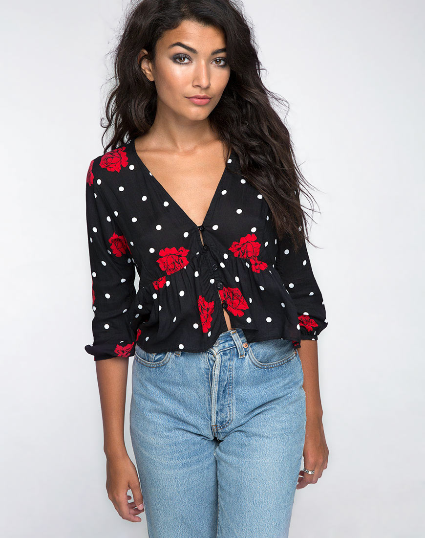 Mosca Plunge Top in Cuban Rose-Nico Sky