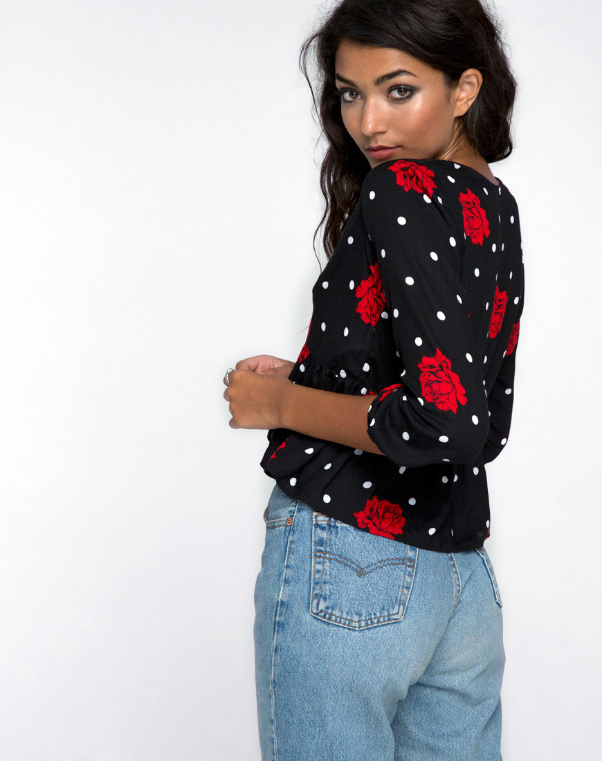 Mosca Plunge Top in Cuban Rose-Nico Sky