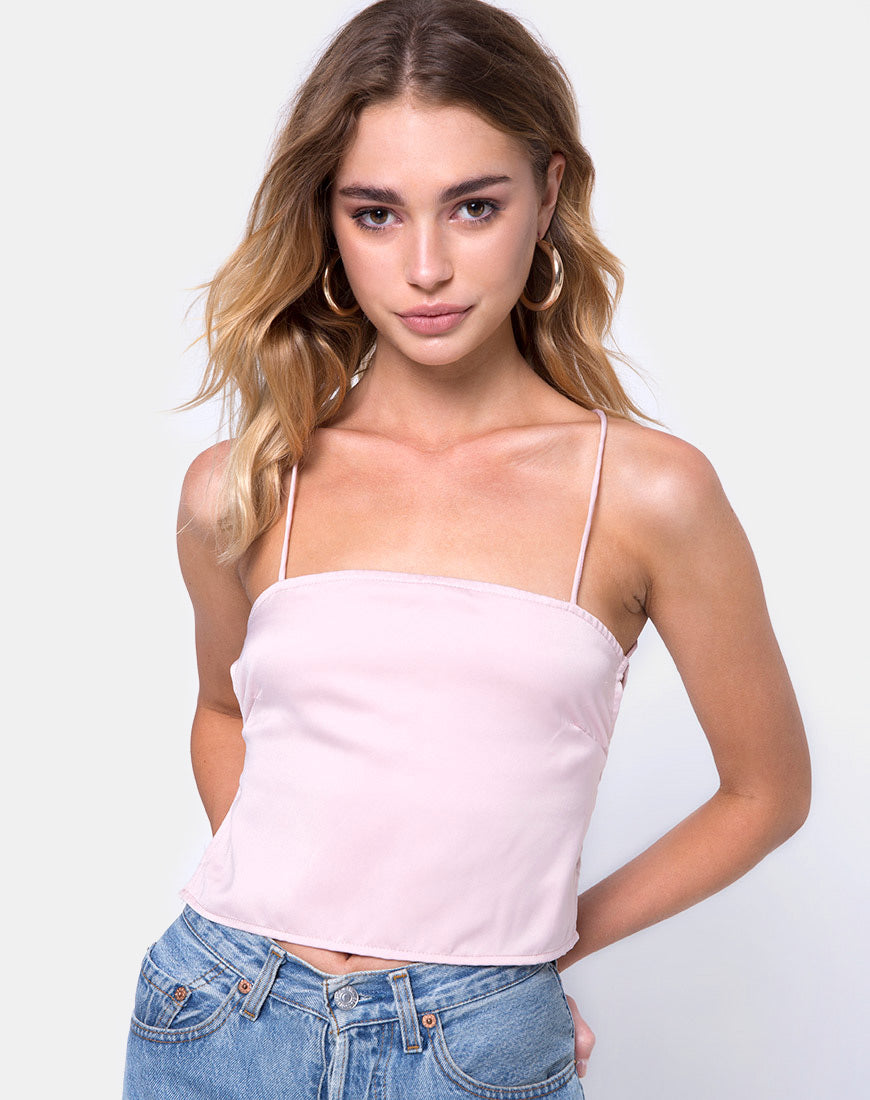 Mosley Cami Top in Satin Blush-Nico Sky