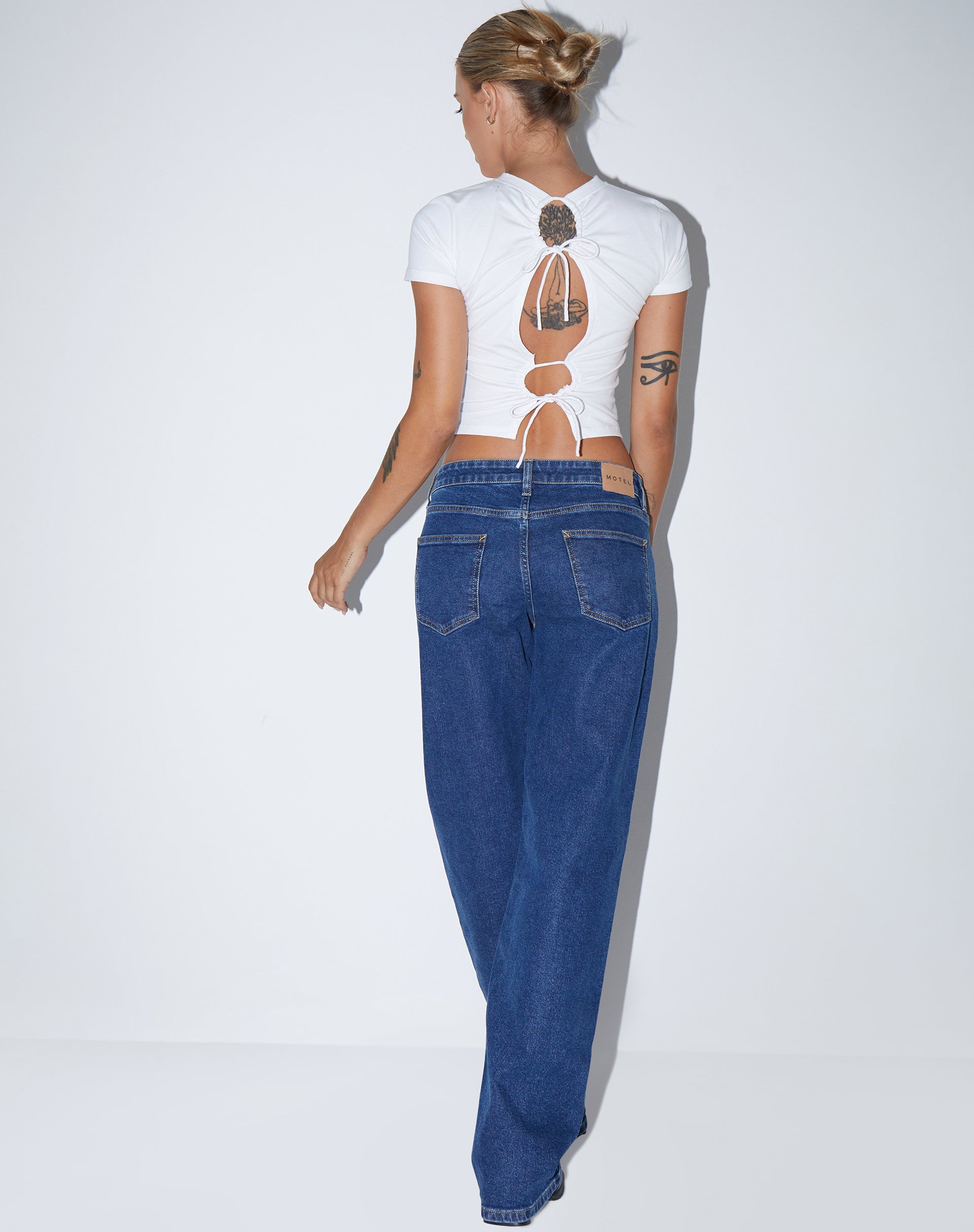 Surtie Crop Top in Lycra White-Nico Sky