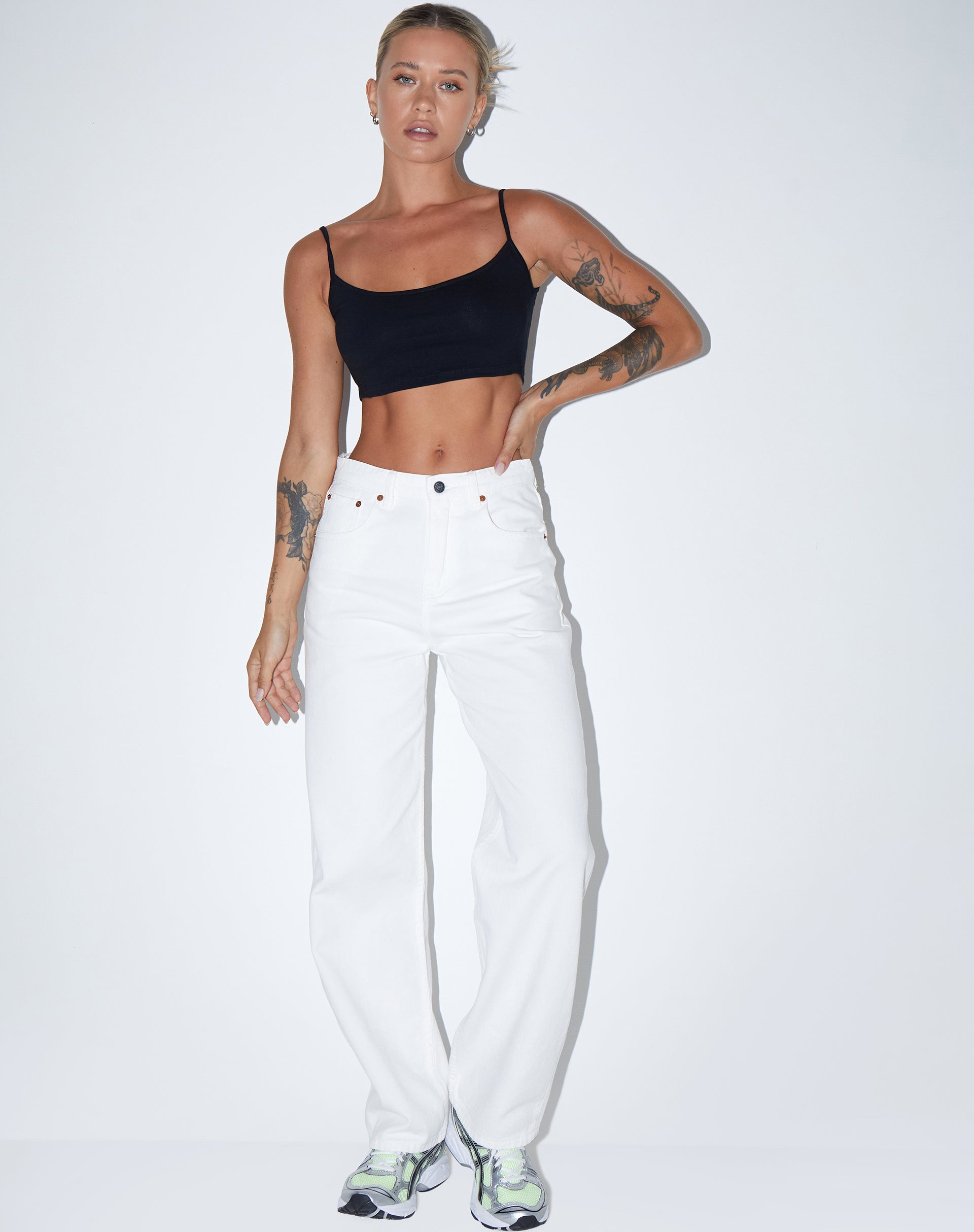 Keenan Crop Top in Lycra Black-Nico Sky