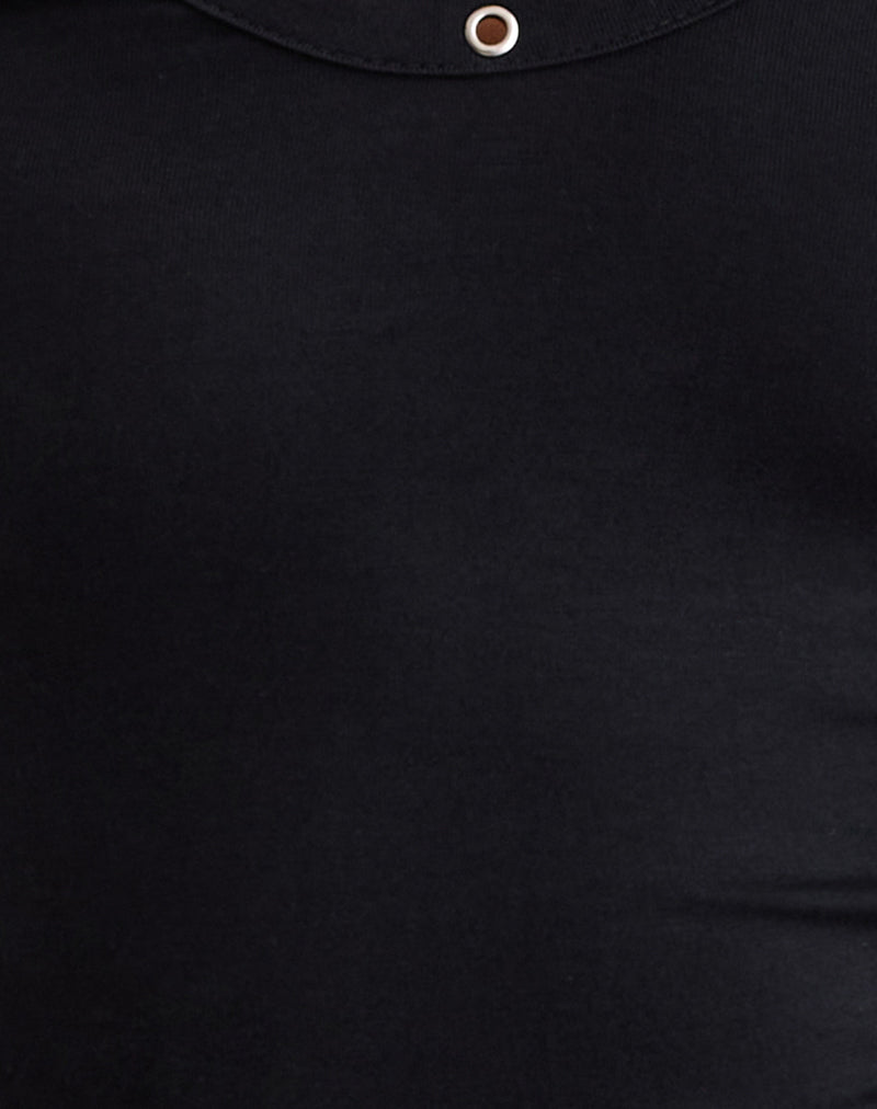 Myoga Studded Scoop Long Sleeve Top in Black-Nico Sky