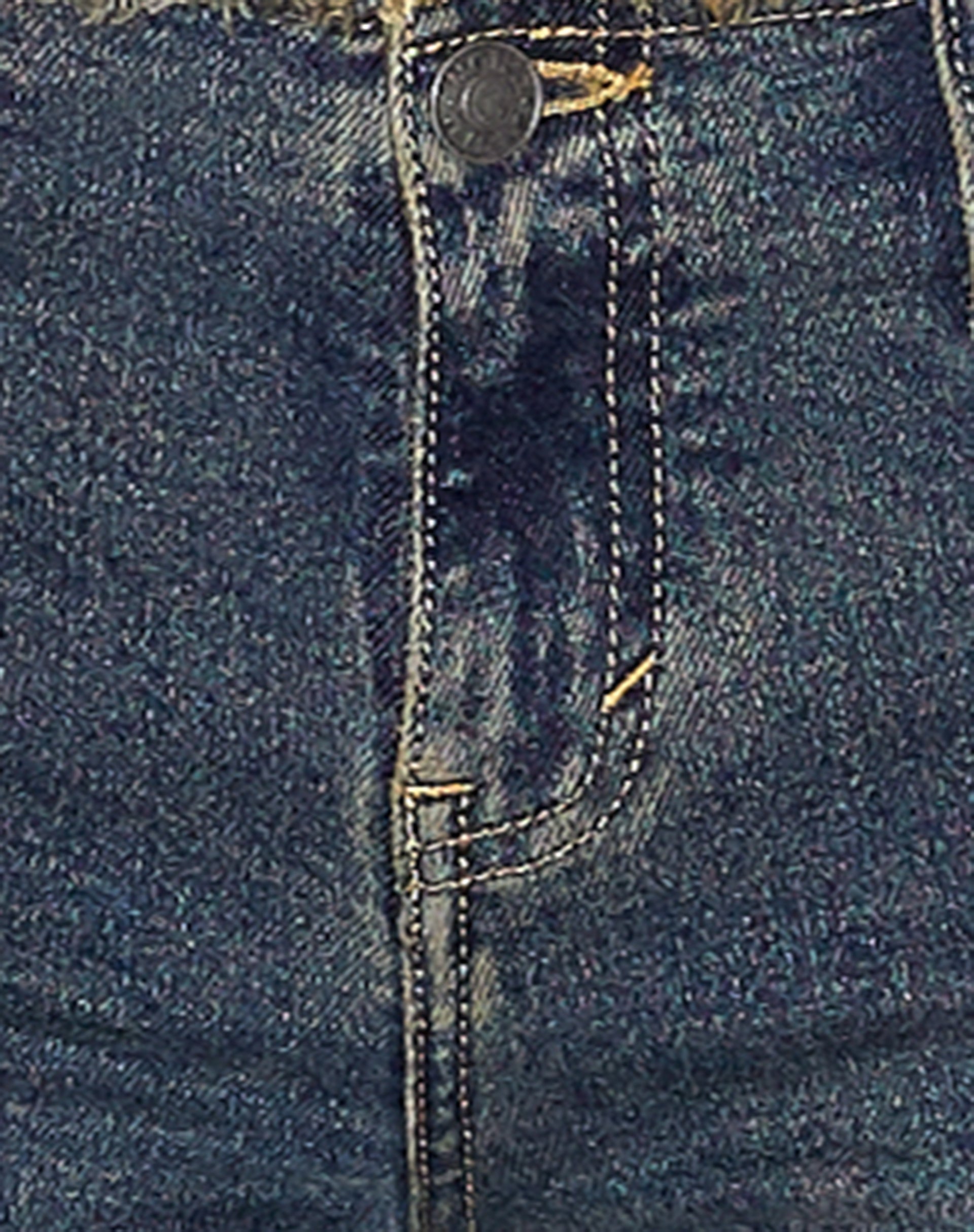 Frayed Low Rise Jeans in Brown and Blue Acid-Nico Sky