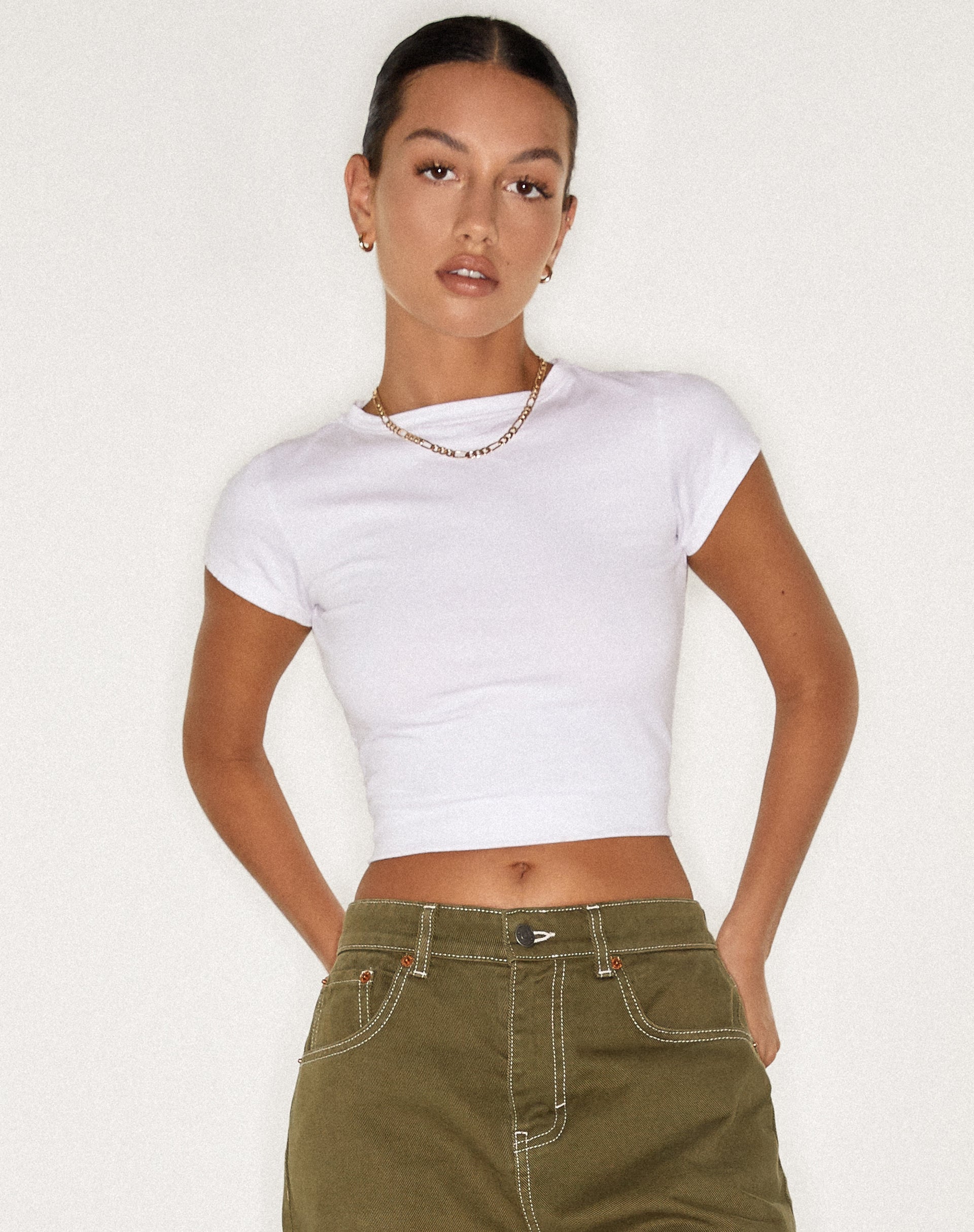 Surtie Crop Top in Lycra White-Nico Sky