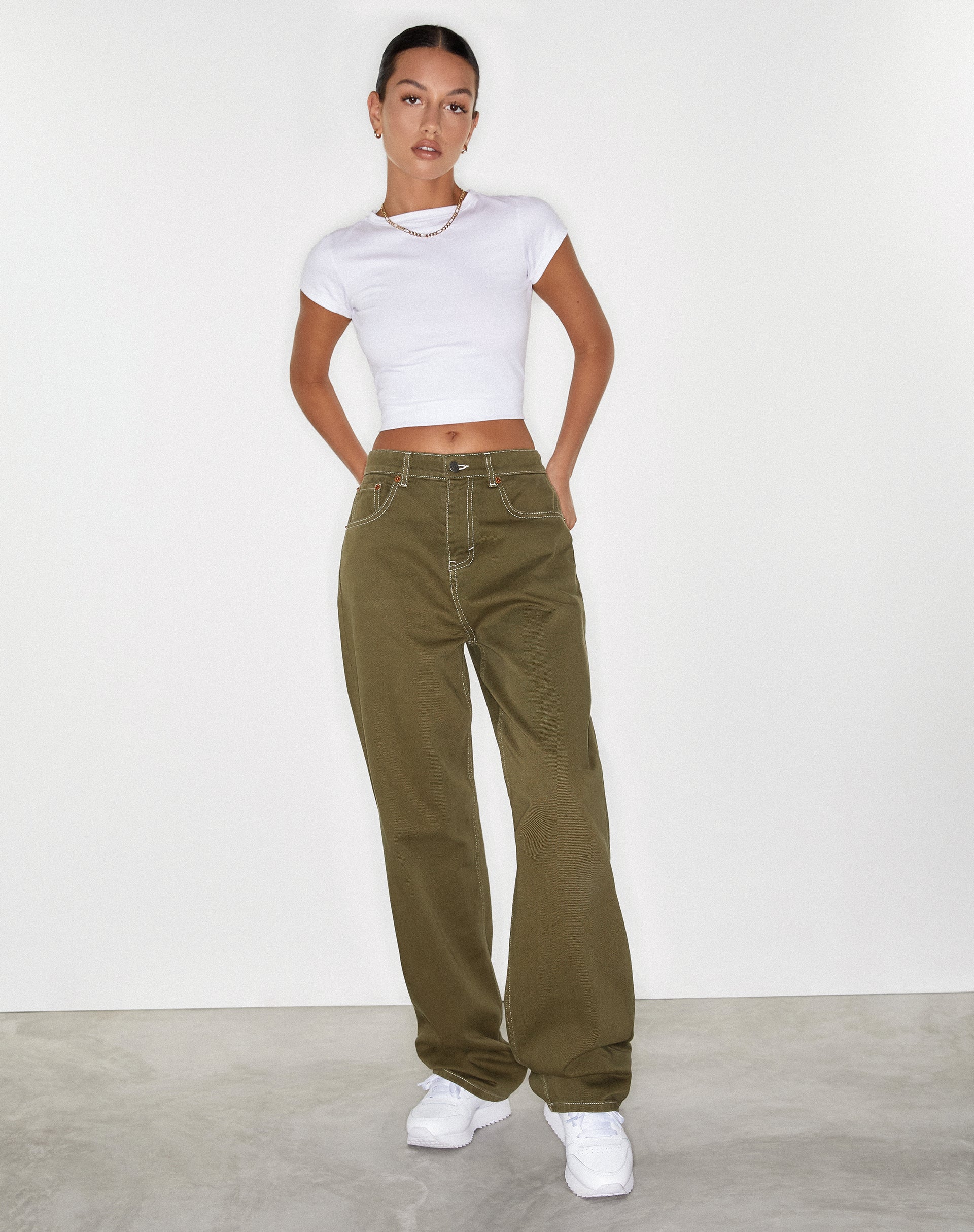Parallel Jeans in Military Green-Nico Sky