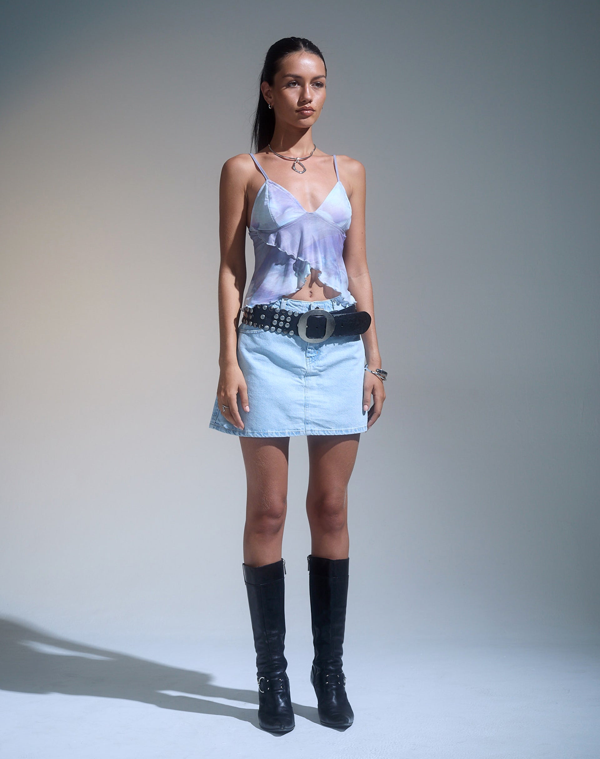 Cojira Mesh Butterfly Top in Printed Pearly Shell-Nico Sky