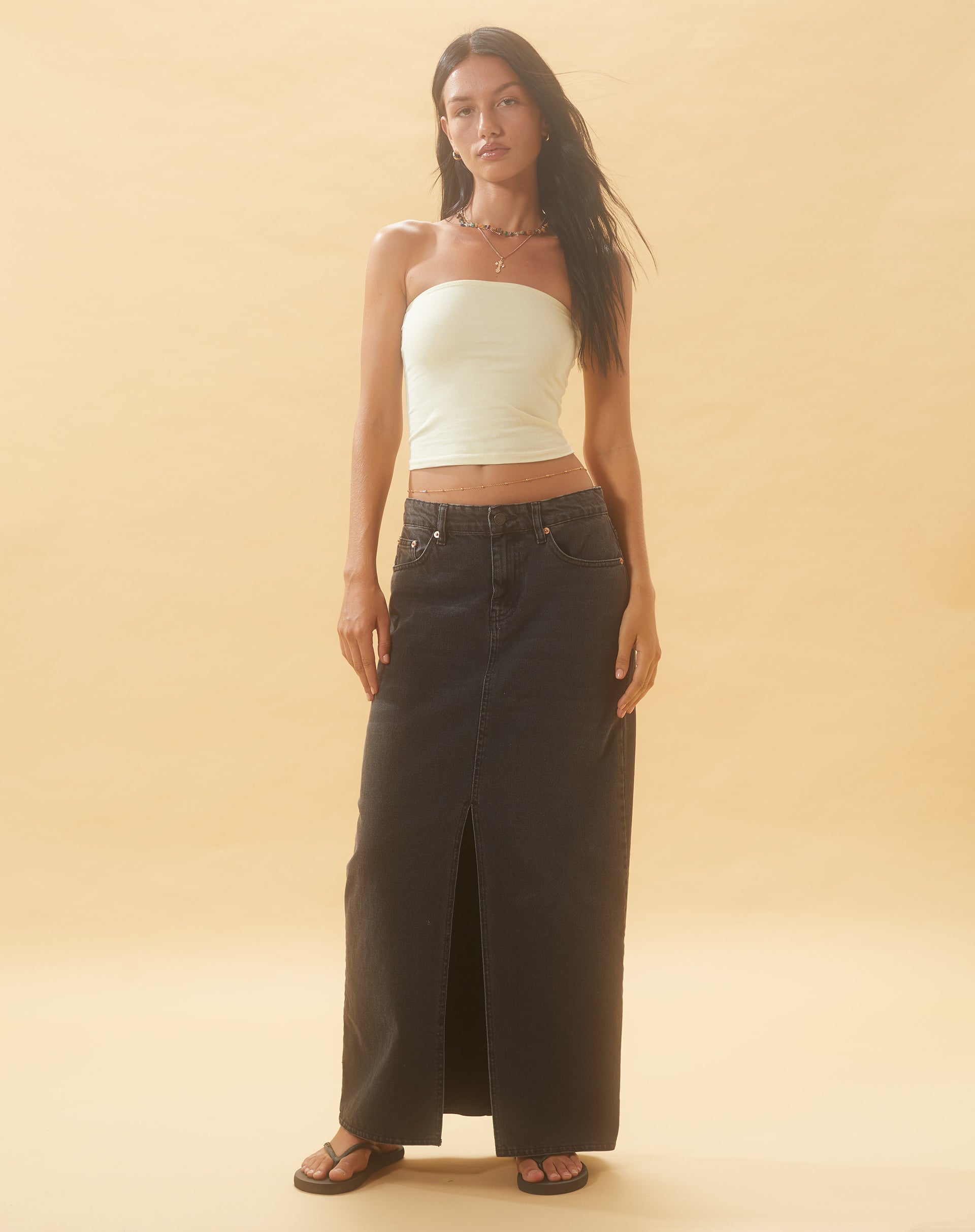 Shae Bandeau Top in Buttercream-Nico Sky