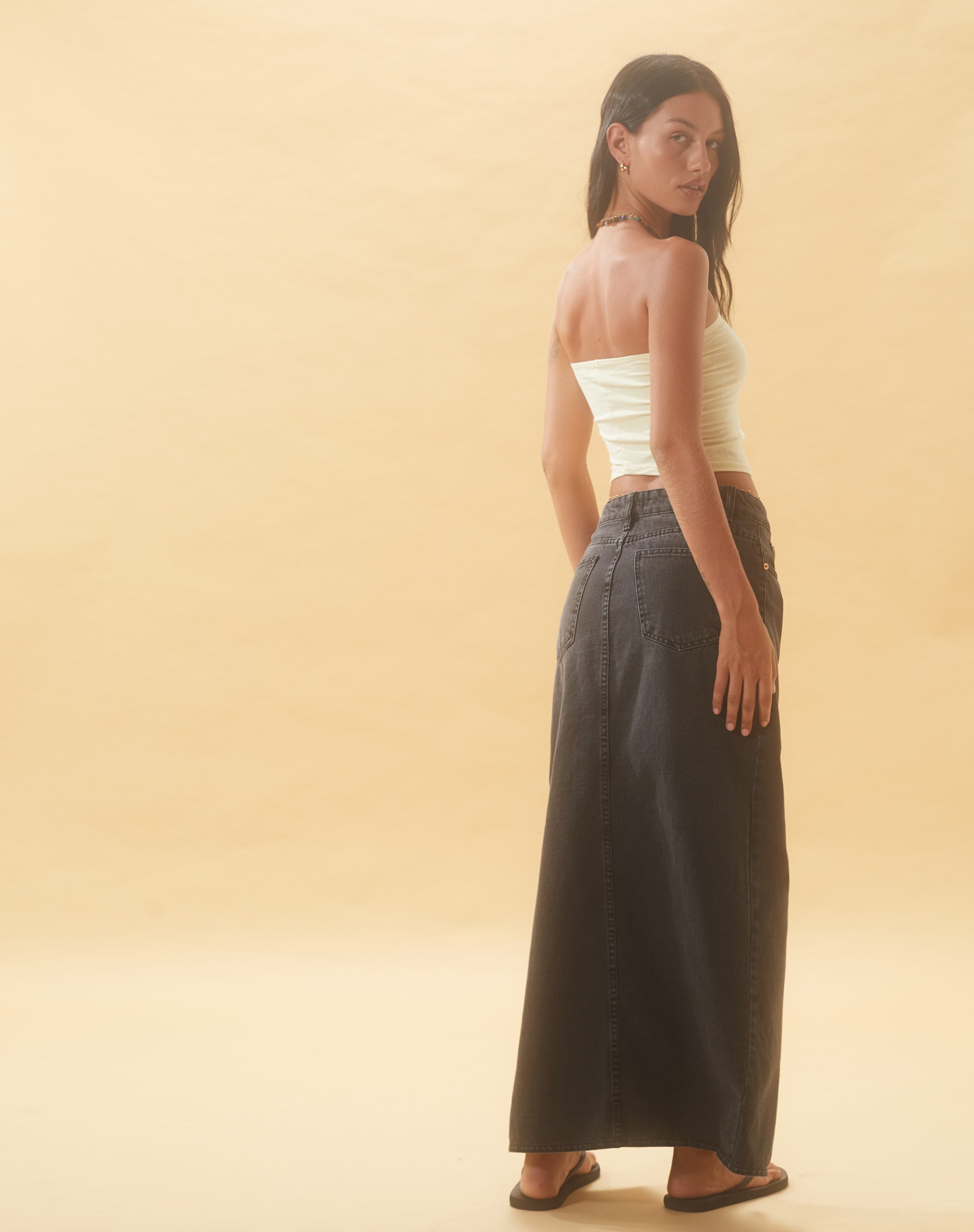 Shae Bandeau Top in Buttercream-Nico Sky