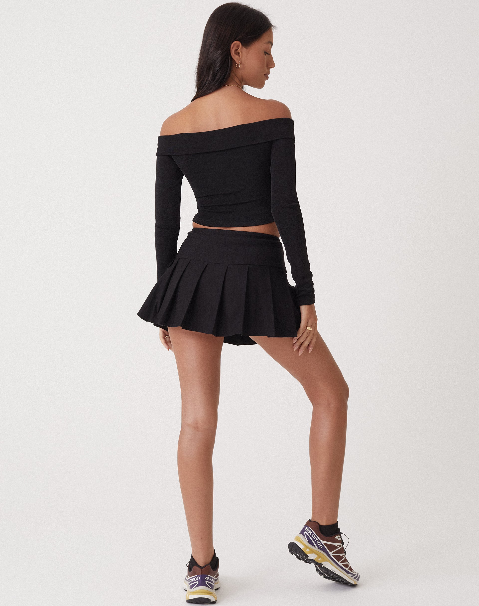 Casini Pleated Micro Skirt in Tailoring Black-Nico Sky