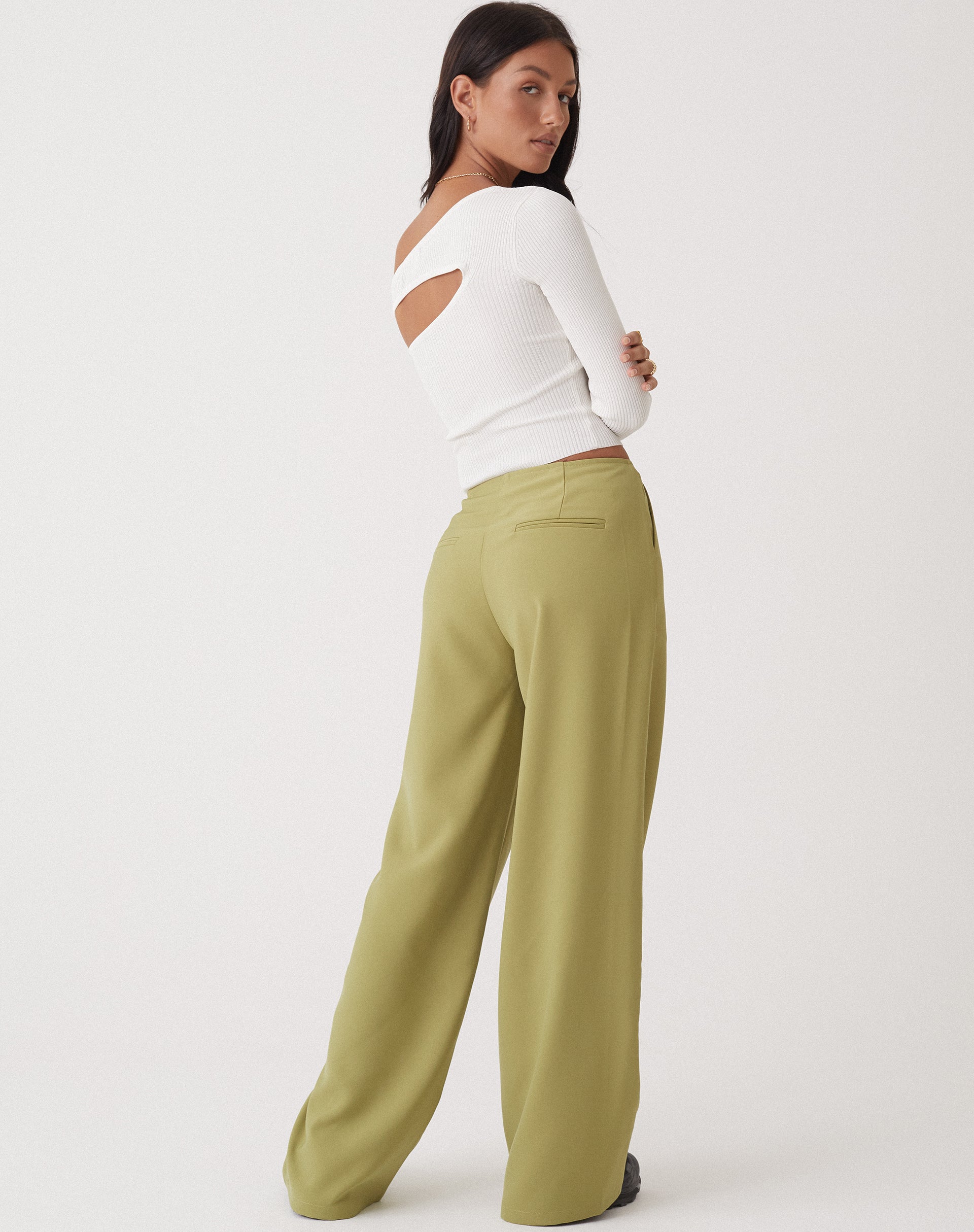 MOTEL X OLIVIA NEILL Amadi Wide Leg Trouser in Tailoring Seamfoam Green-Nico Sky