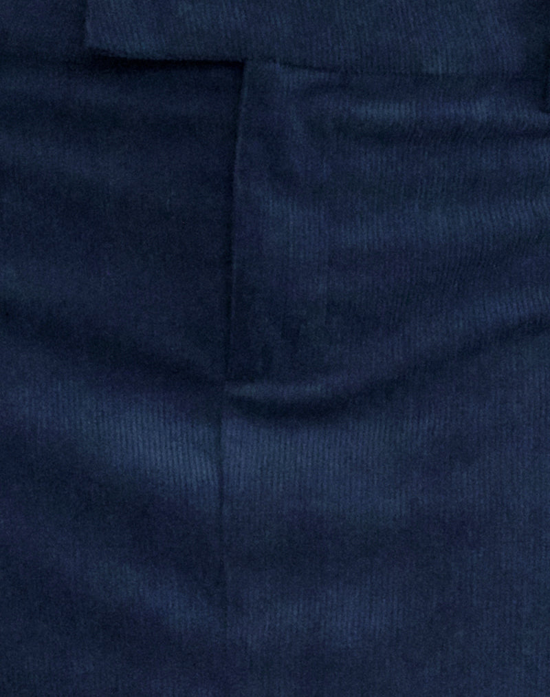 Nadya Mini Skirt in Babycord Ink Blue-Nico Sky