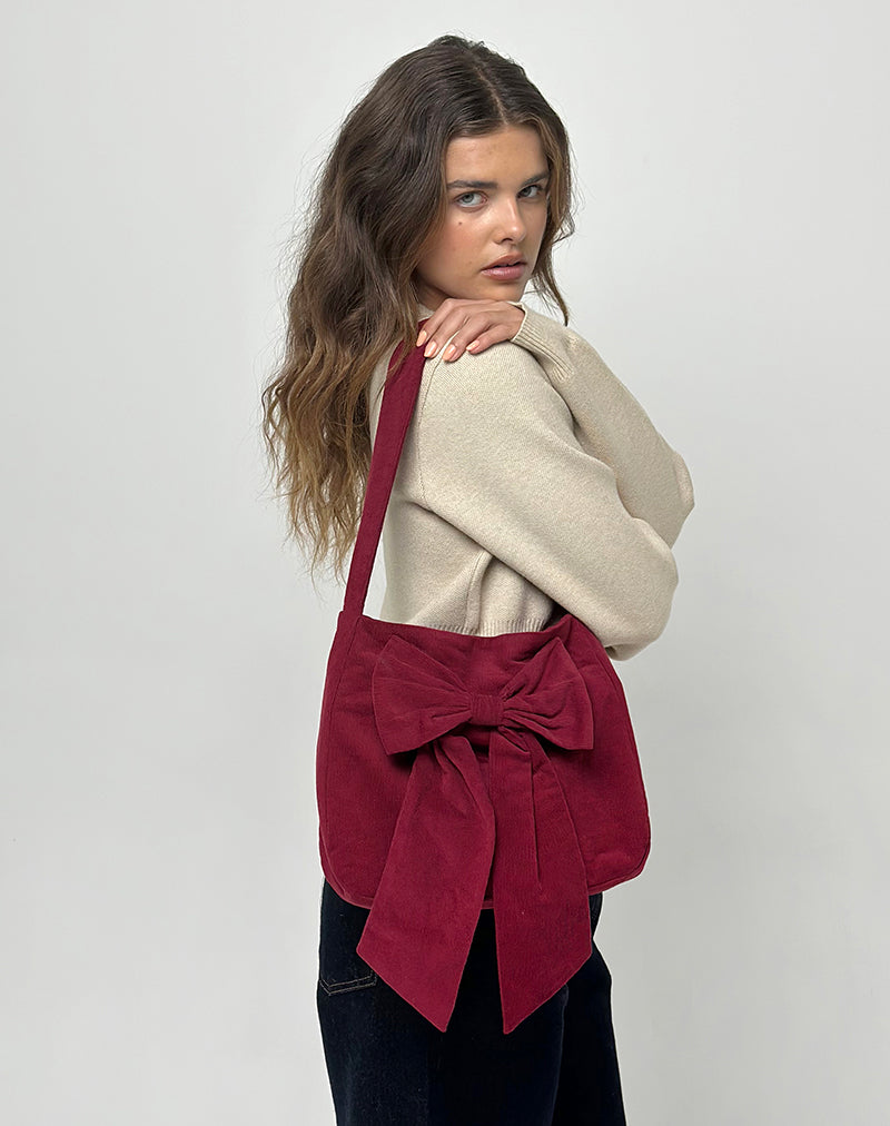 Nagi Bag in Babycord Maroon-Nico Sky