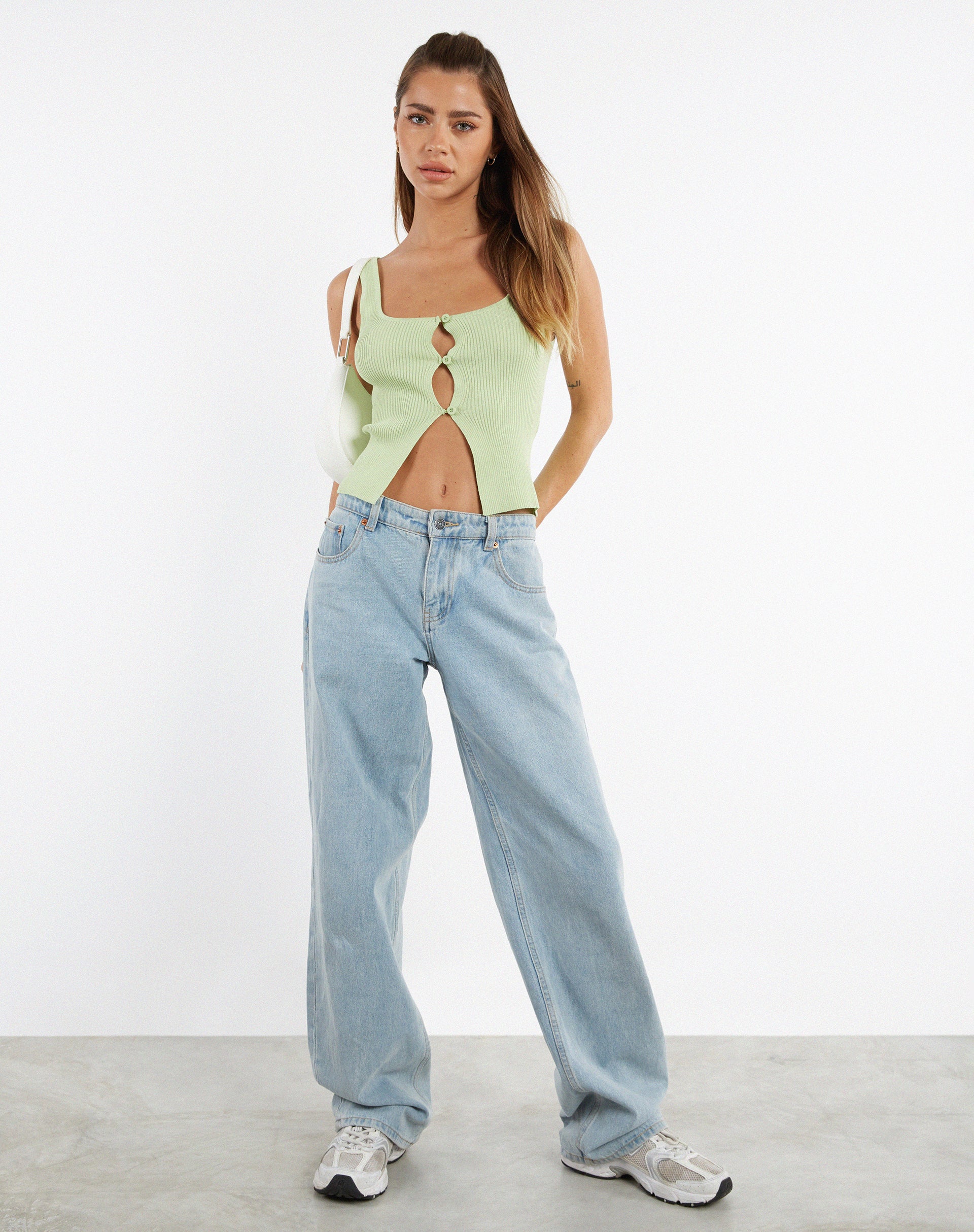 Low Rise Parallel Jeans in Extra Light Wash Blue-Nico Sky