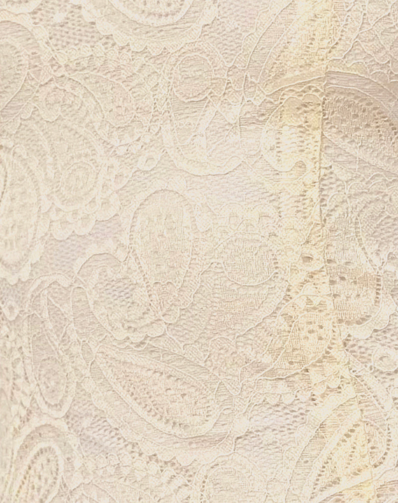 Nairi Halterneck Mini Dress in Lace Cream-Nico Sky