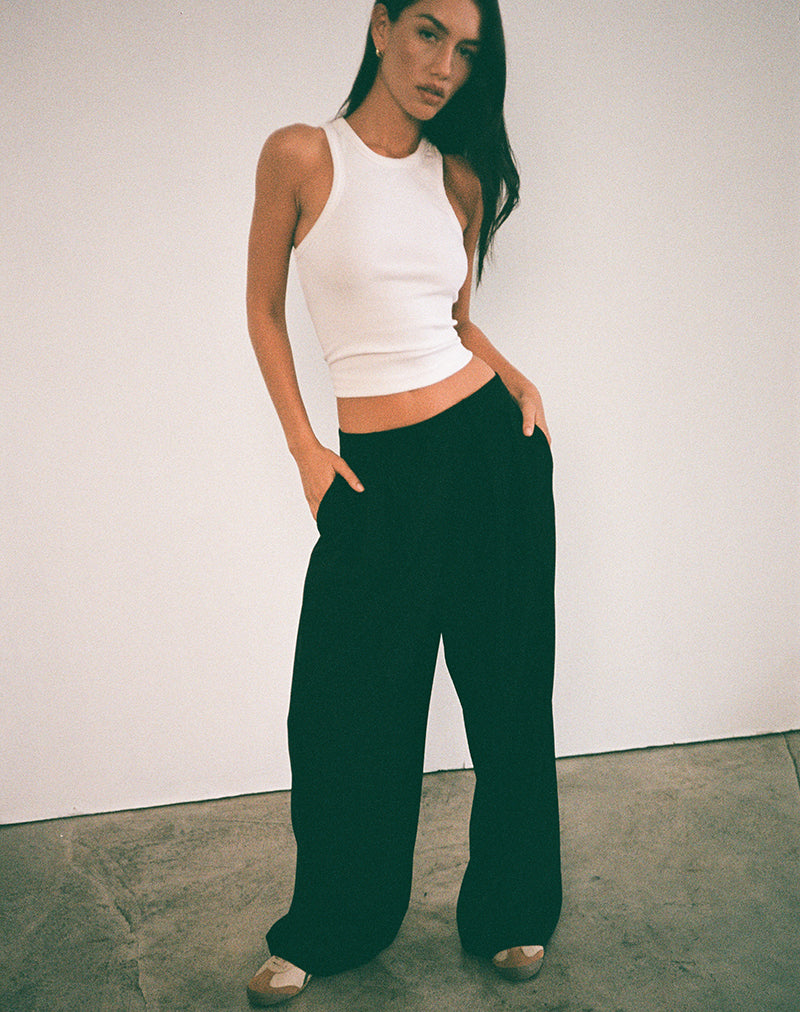 Nala Pleated Trouser in Tailoring Black-Nico Sky