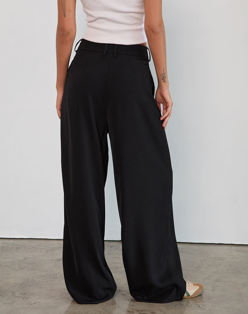 Nala Pleated Trouser in Tailoring Black-Nico Sky