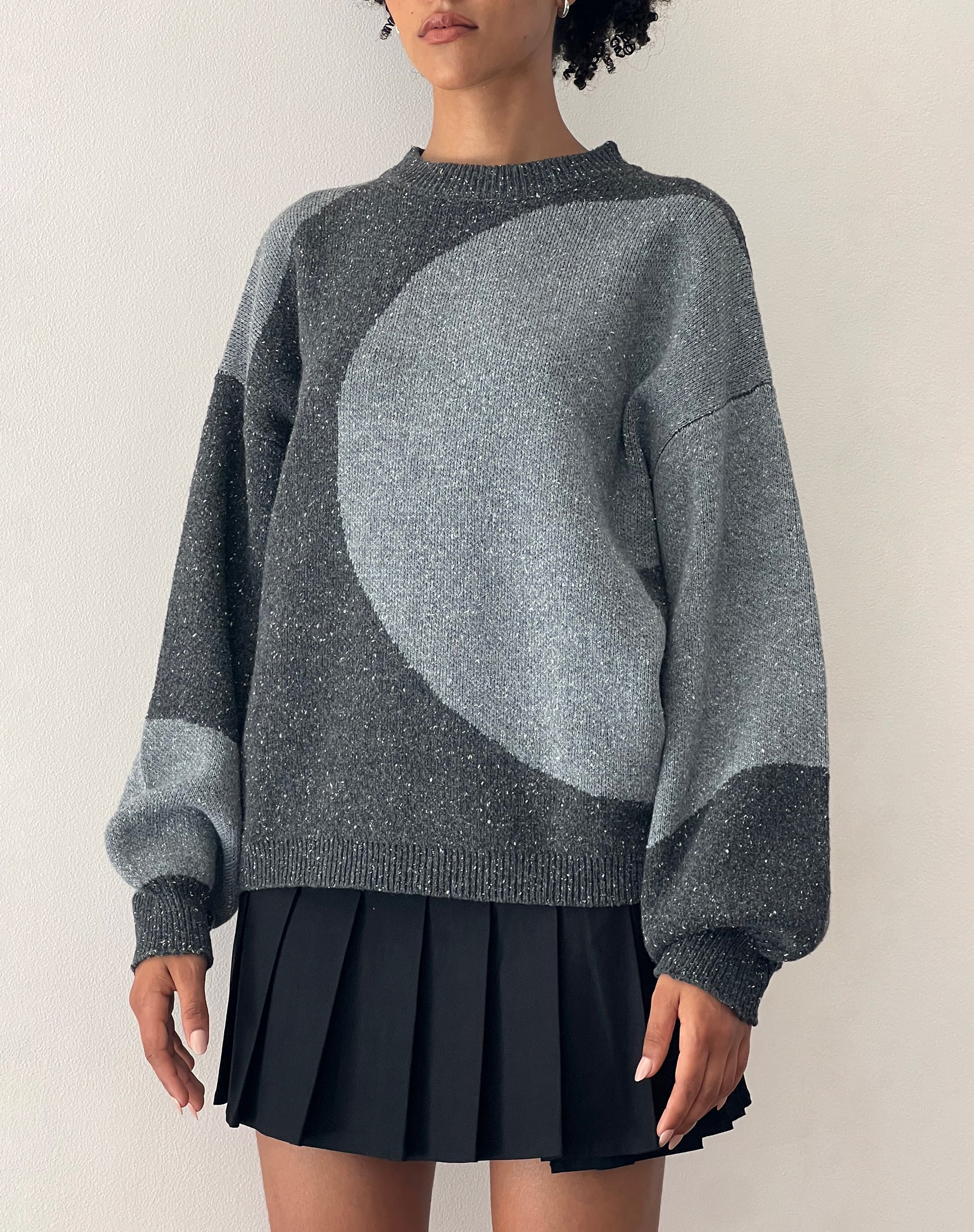 Namari Jumper in Black and Charcoal Mix Knit-Nico Sky
