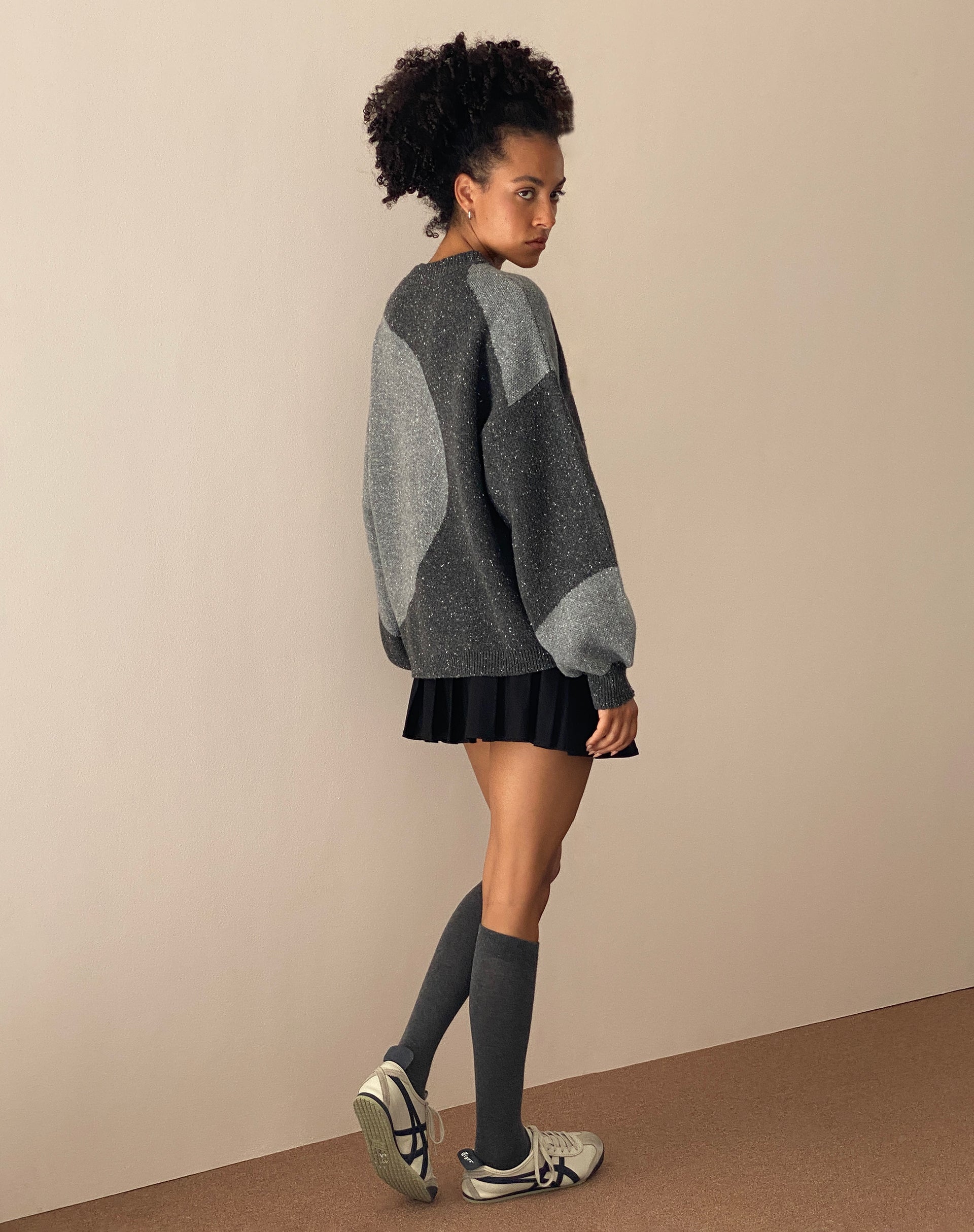 Namari Jumper in Black and Charcoal Mix Knit-Nico Sky