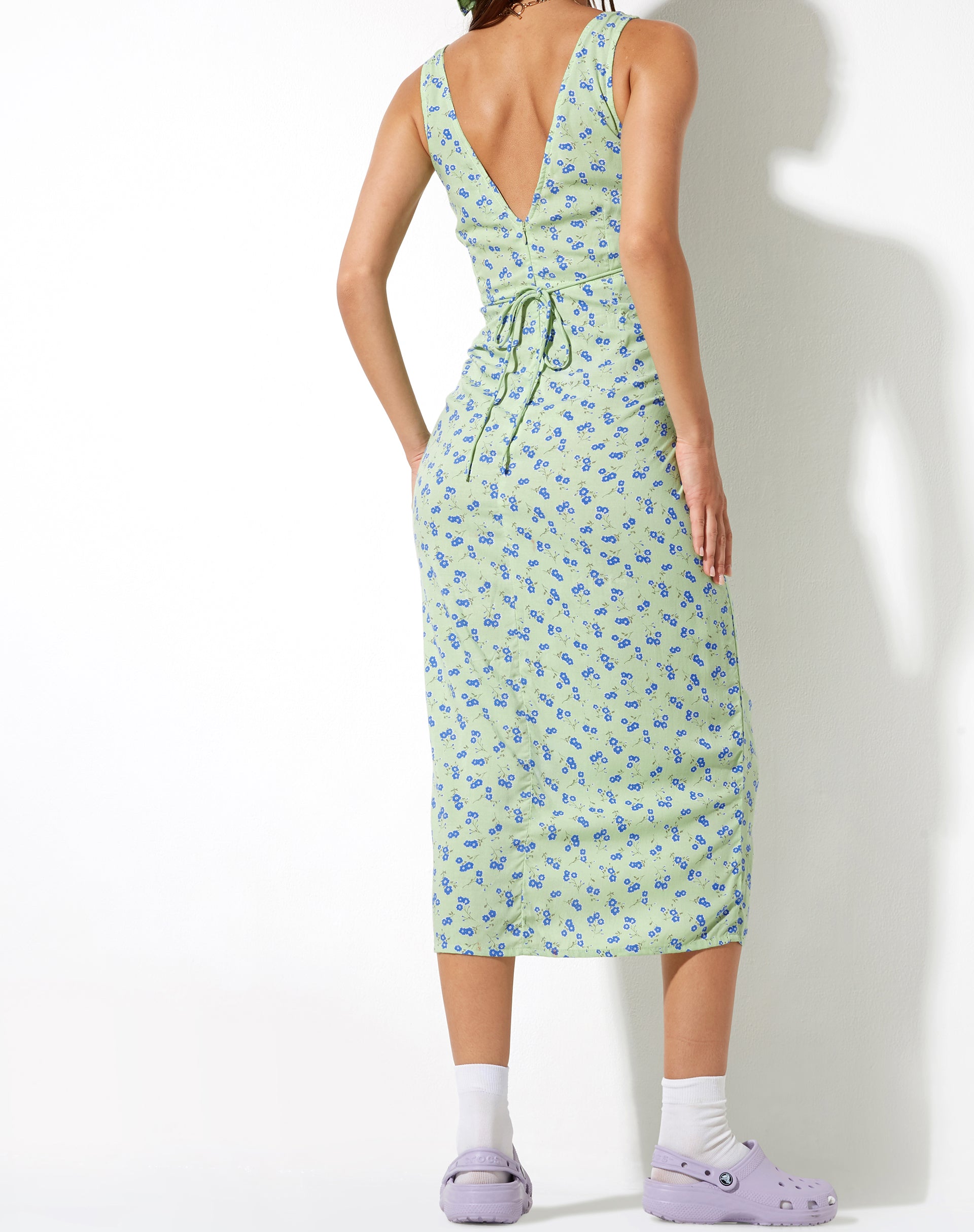 Lisheva Midi Dress in Lime Floral-Nico Sky