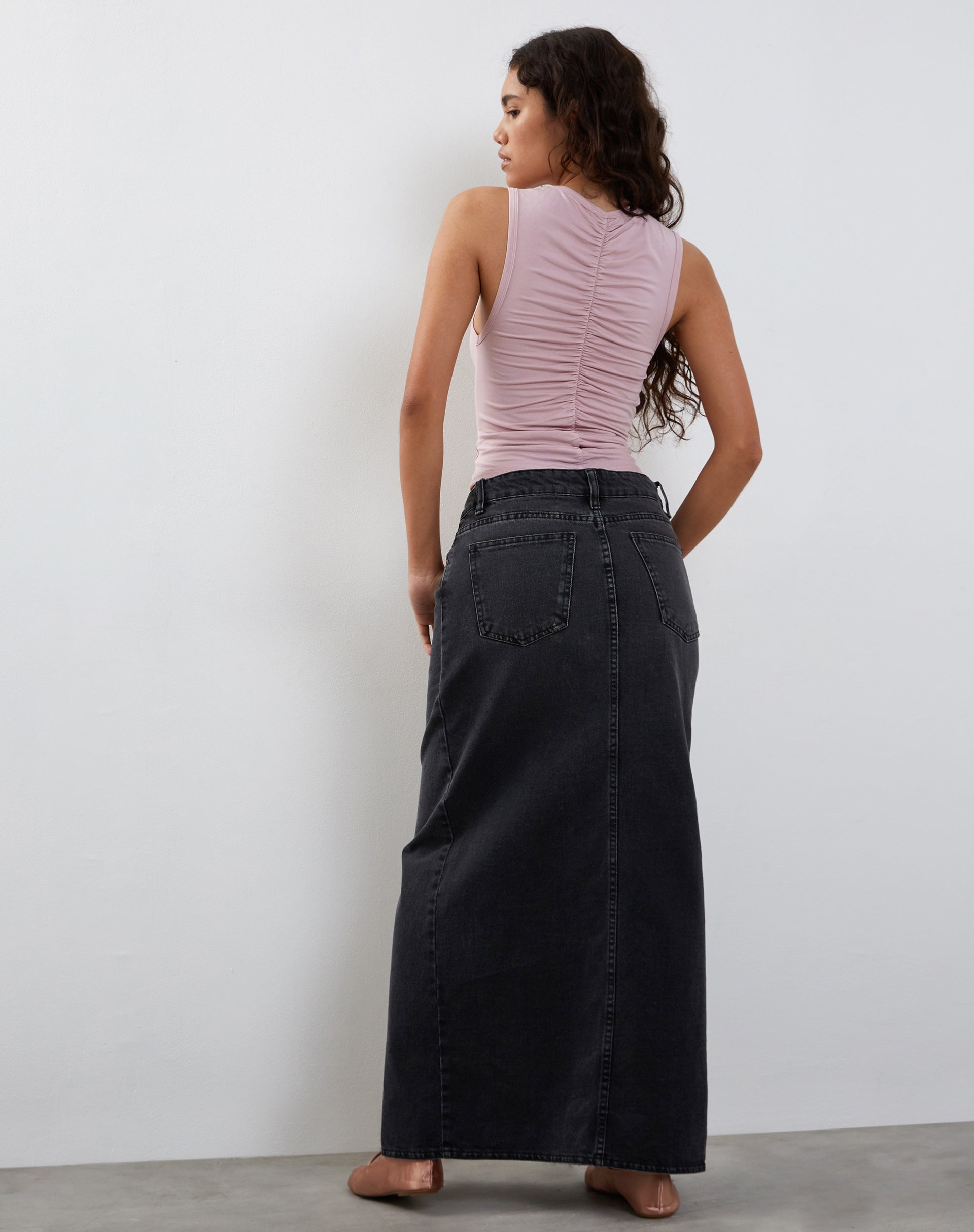 Naoko Ruched Tank Top in Dusky Pink-Nico Sky