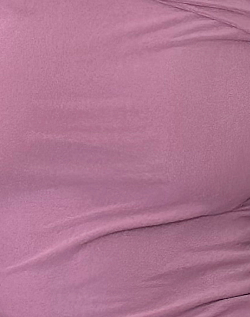 Narima Long Sleeve Bardot Mini Dress in Wisteria Purple-Nico Sky