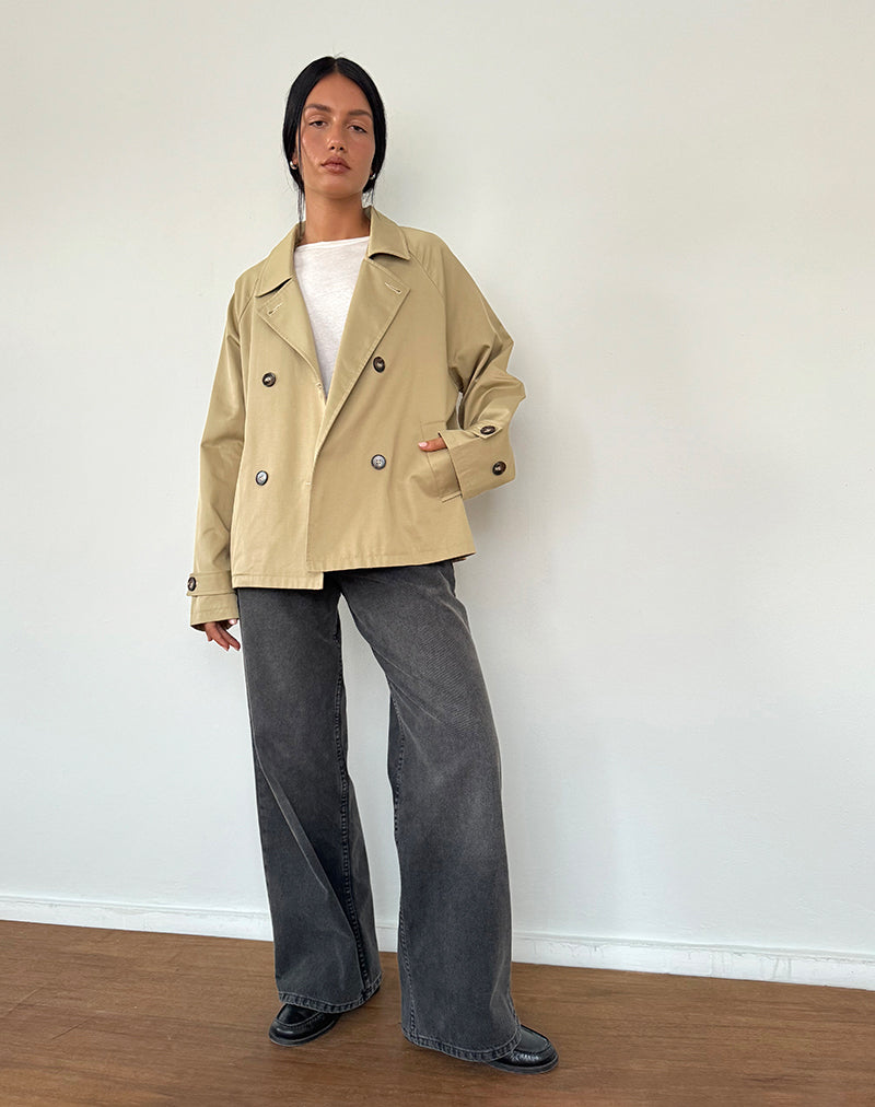 Narto Boxy Trench Jacket in Tan-Nico Sky