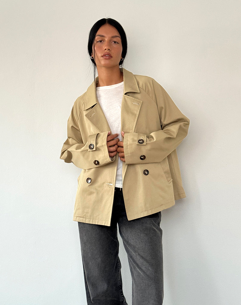 Narto Boxy Trench Jacket in Tan-Nico Sky