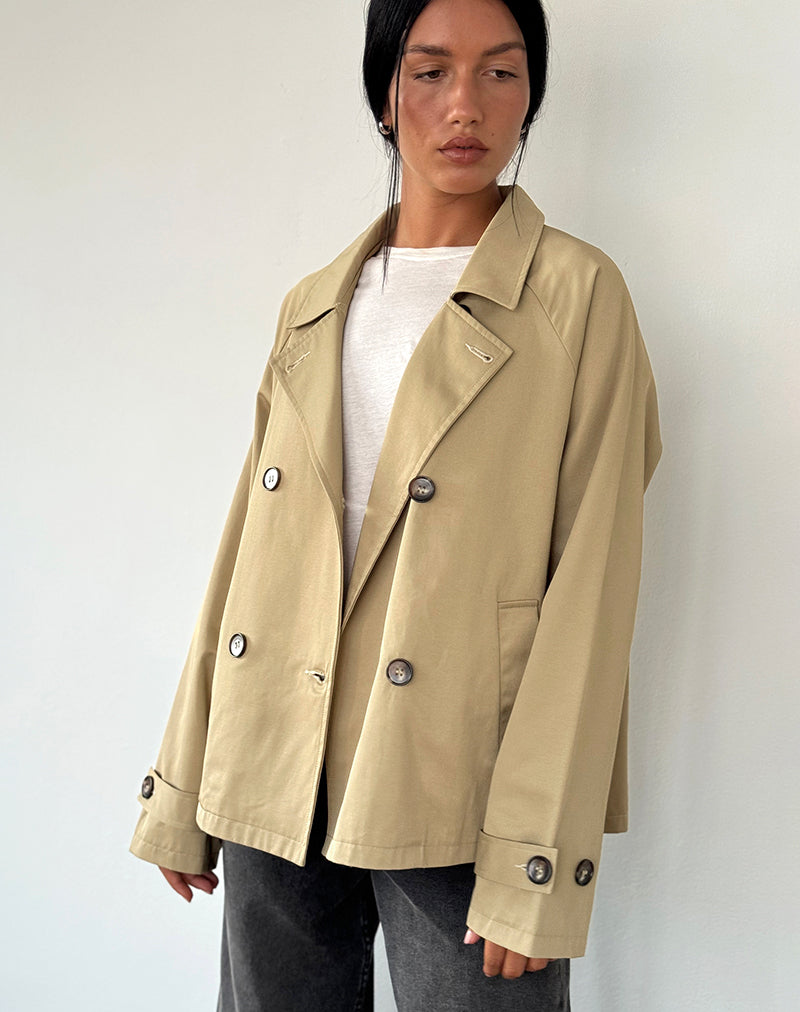 Narto Boxy Trench Jacket in Tan-Nico Sky