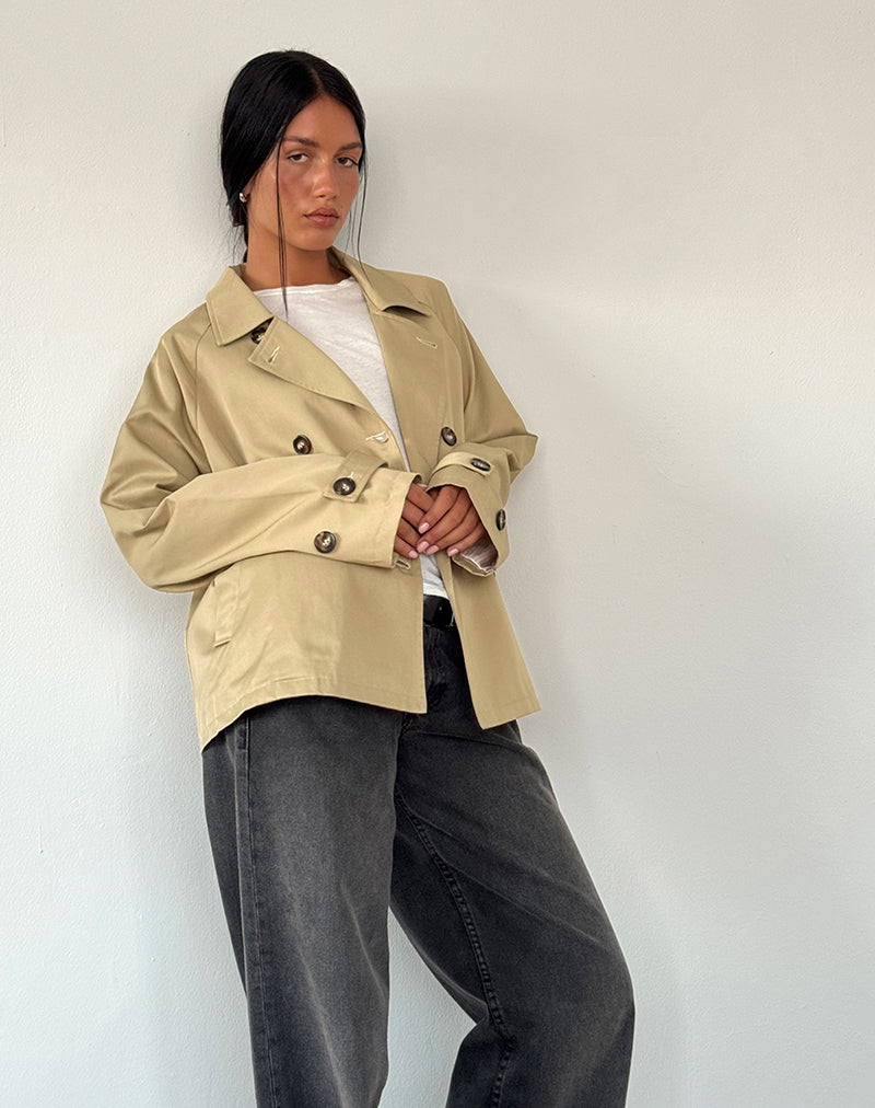 Narto Boxy Trench Jacket in Tan-Nico Sky