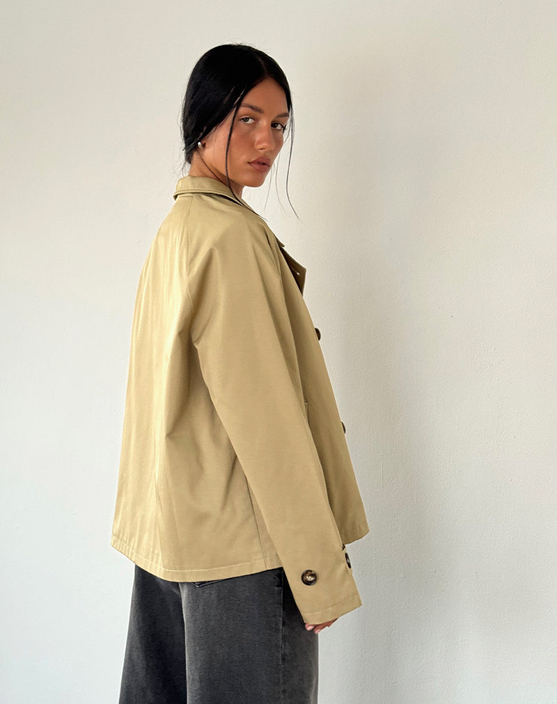 Narto Boxy Trench Jacket in Tan-Nico Sky