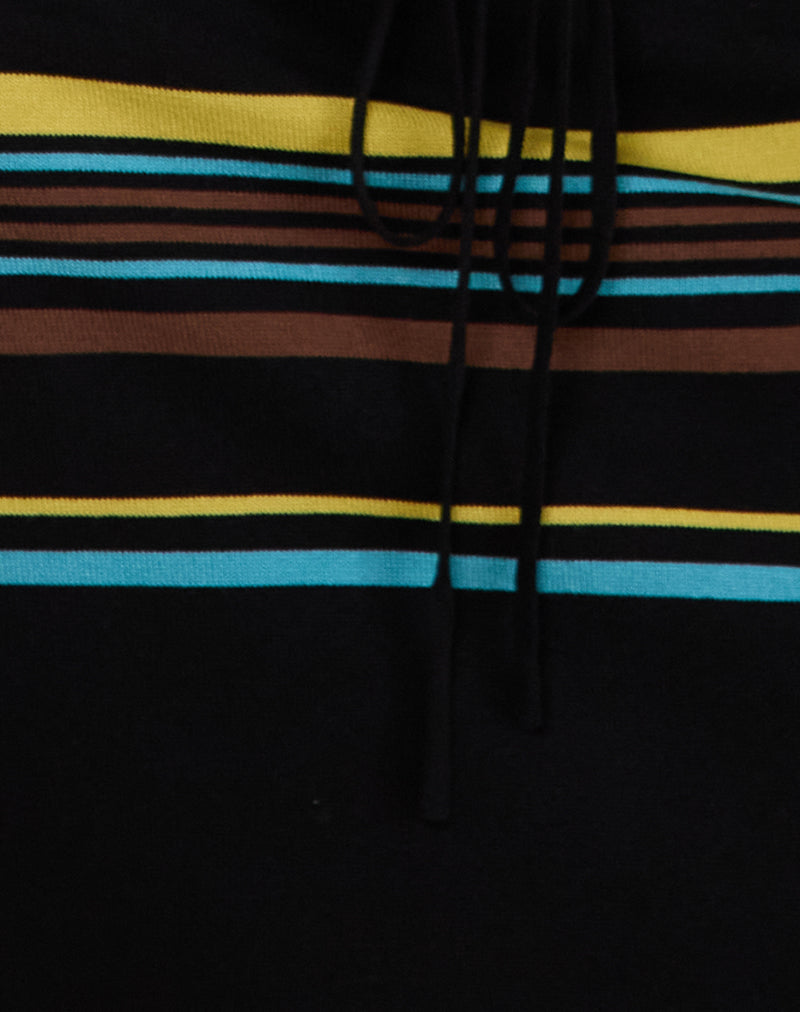 Amalia Midi Skirt in Black with Brown and Blue Stripes-Nico Sky