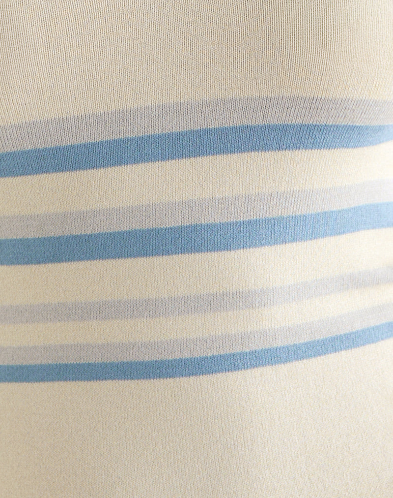 Natcha Vest Top in Cream with Blue and Grey Stripes-Nico Sky