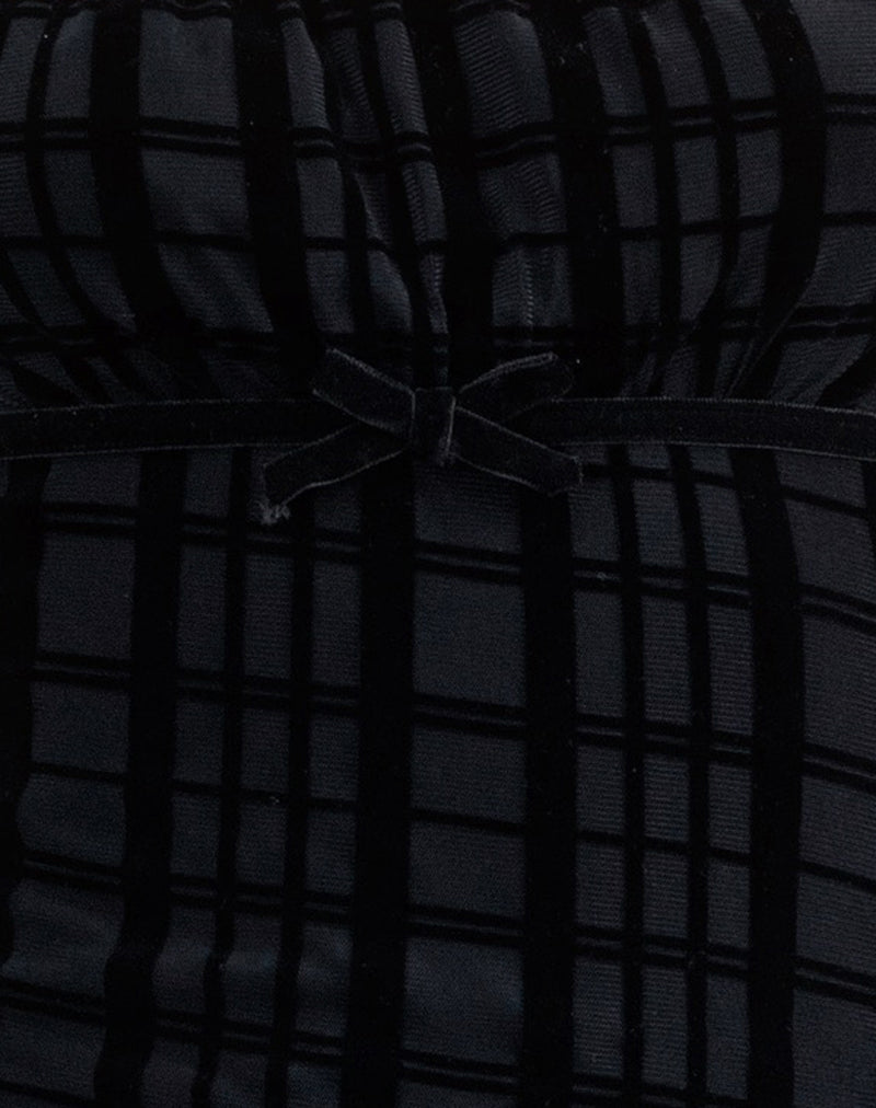 Nateda Dress in Tonal Check Flock Black-Nico Sky