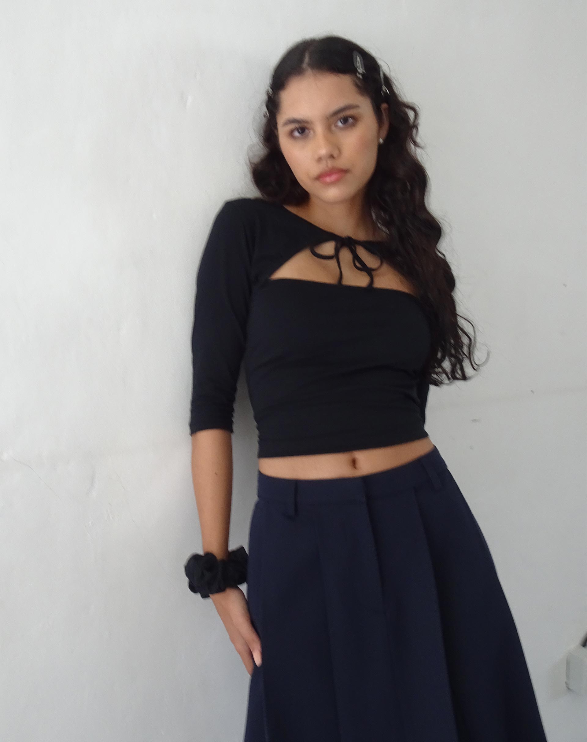 Neha Crop Top in Black-Nico Sky