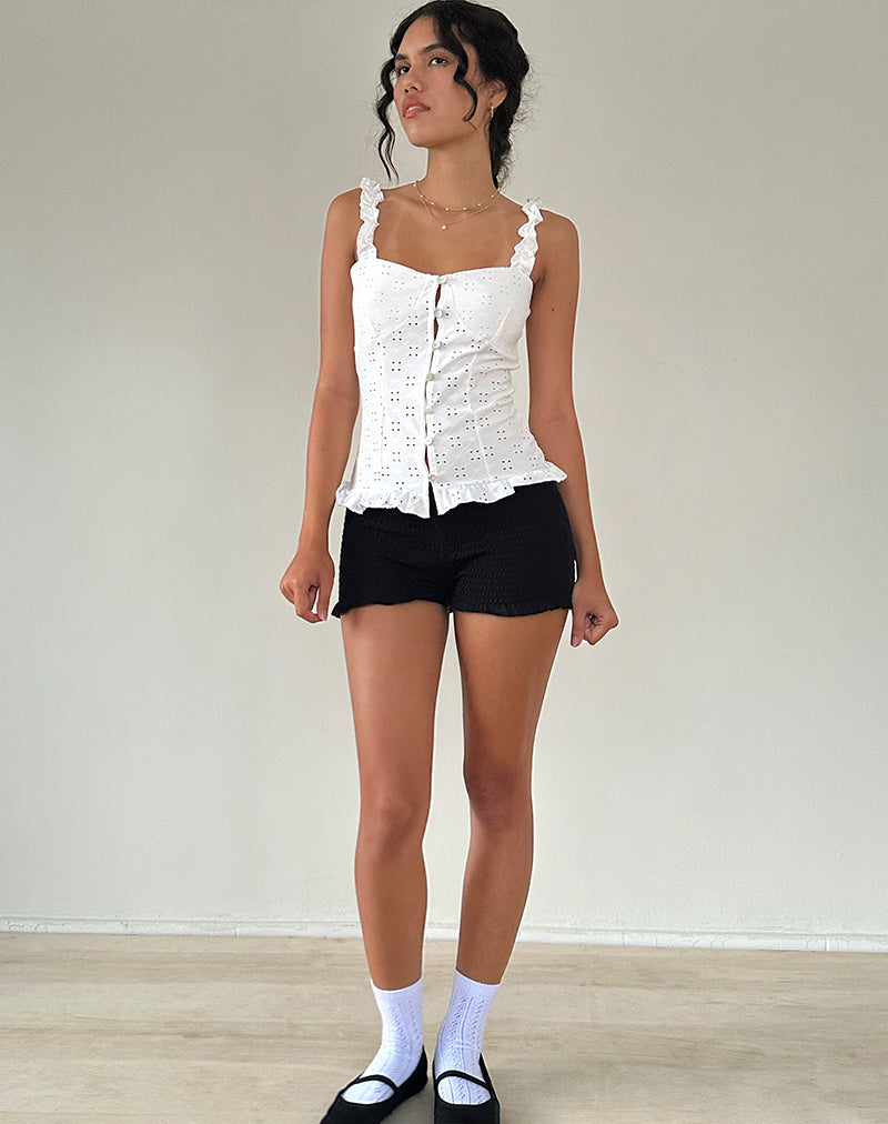 Neroli Corset Top in Broderie White-Nico Sky